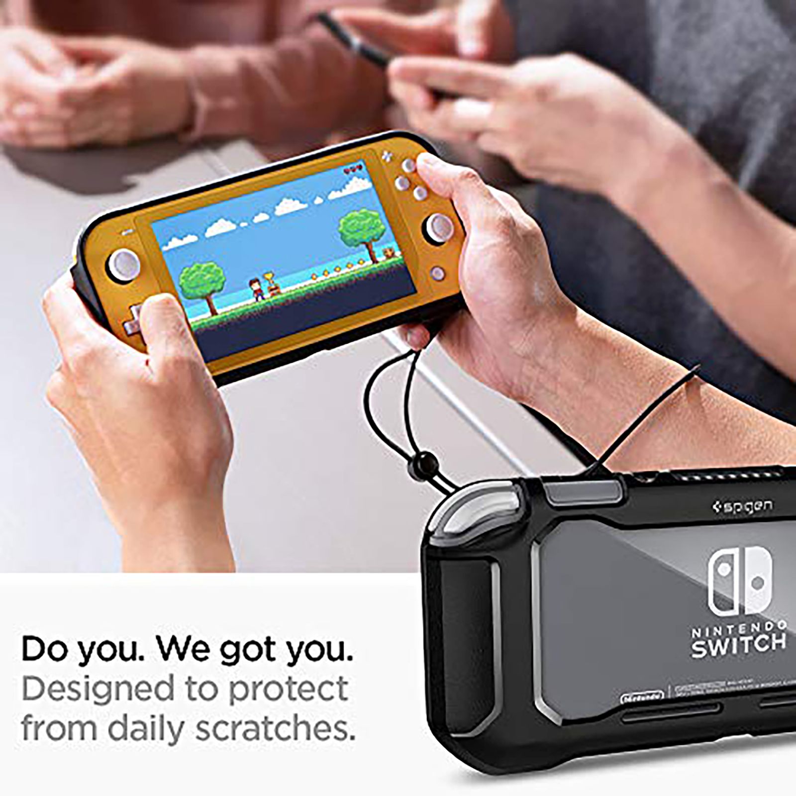 spigen Rugged Armor Back Case For Nintendo Switch Lite (Raised Bumper Guard, ACS00212, Matte Black)_8