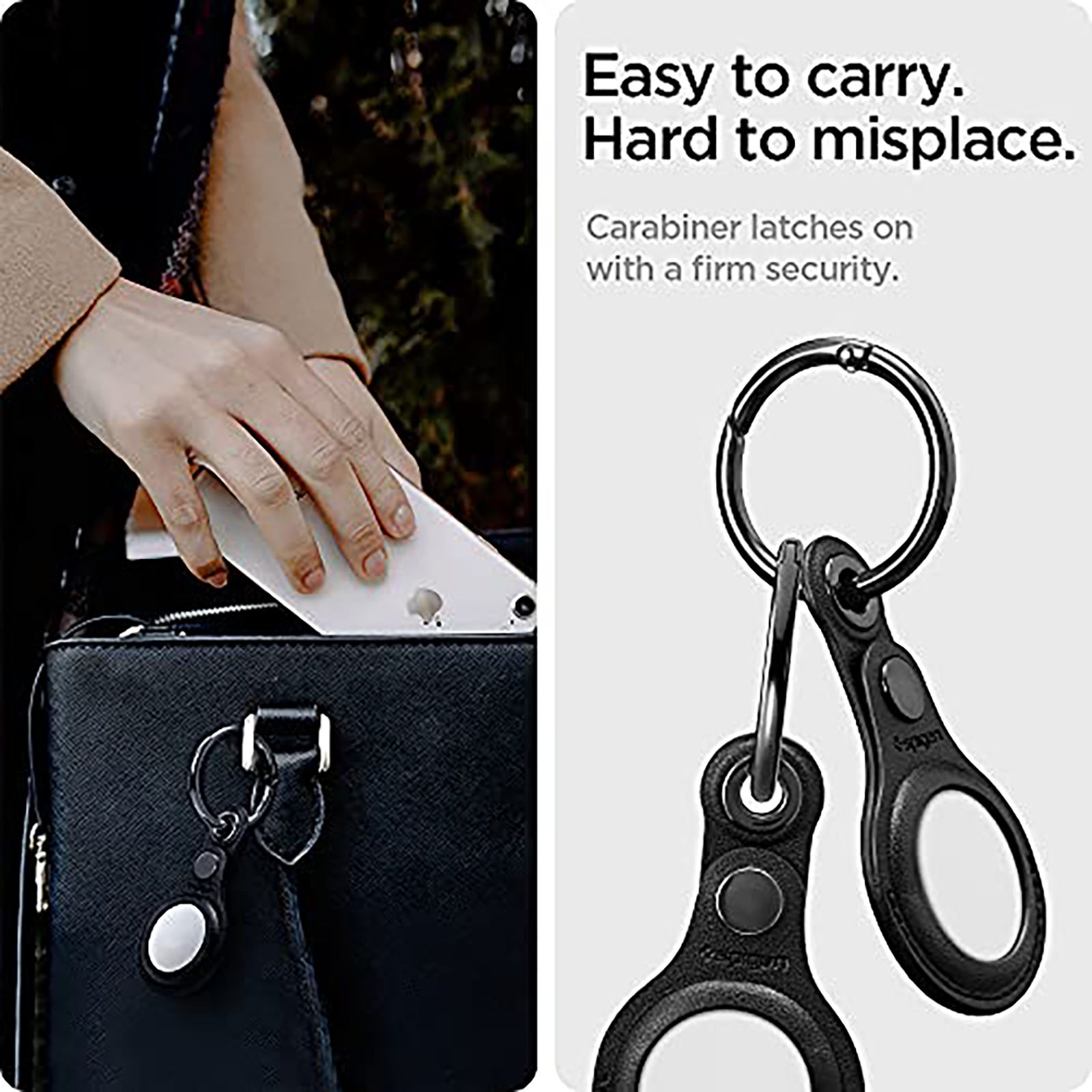 spigen Valentinus PU Leather Full Cover Case For Apple AirTag (Secure Button Closure With Cutouts, AMP01826, Black) spigen Valentinus PU Leather Full Cover Case For Apple AirTag (Secure Button Closure With Cutouts, AMP01826, Black)_7