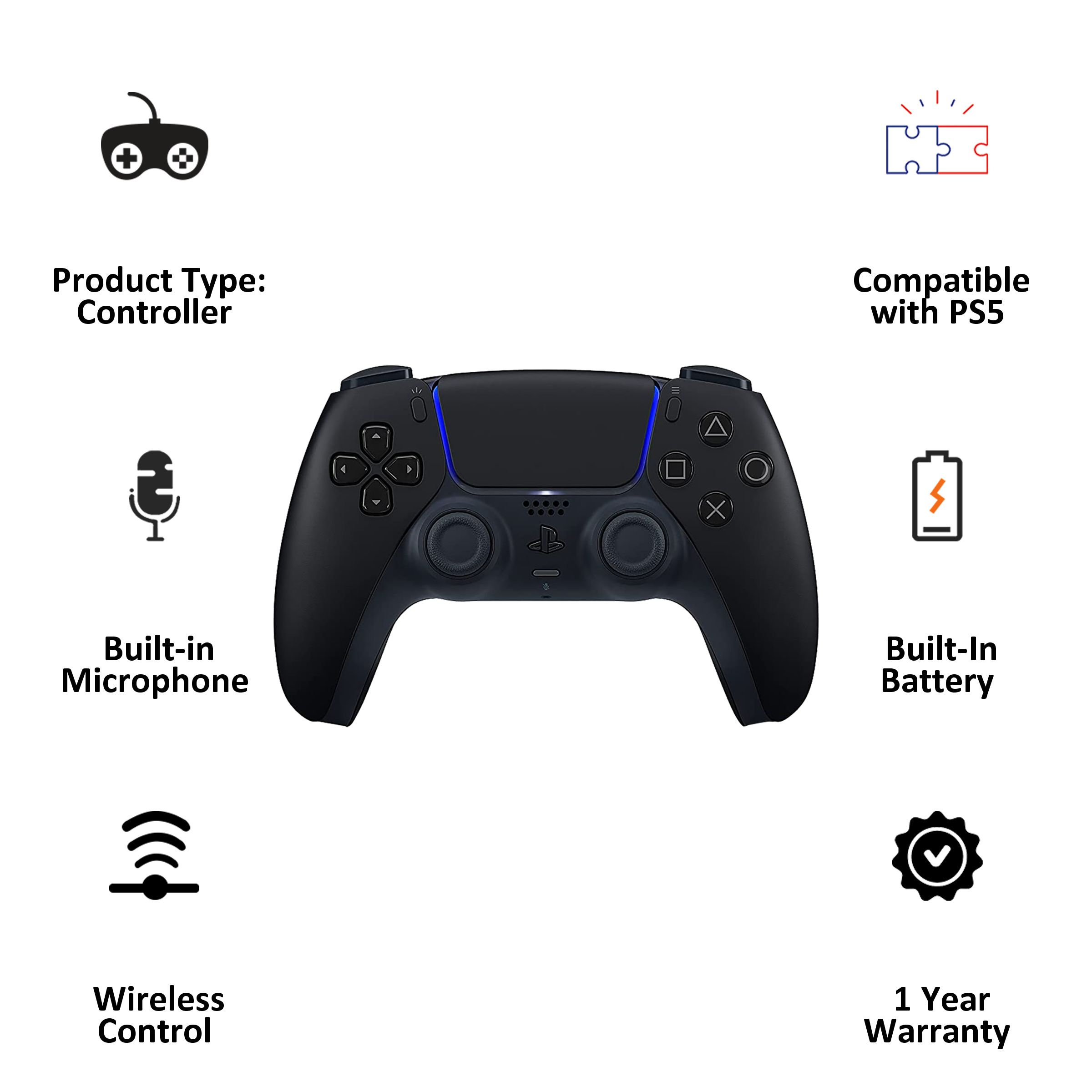 SONY DualSense Wireless Controller for PlayStation 5 (Motion Sensor, CFI-ZCT1W01RUS, Midnight Black) SONY DualSense Wireless Controller for PlayStation 5 (Motion Sensor, CFI-ZCT1W01RUS, Midnight Black)_3