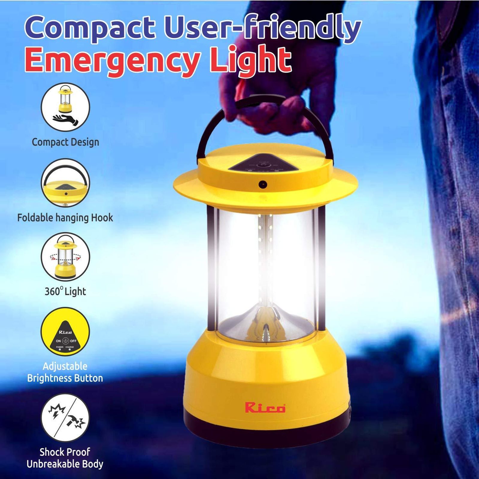 Rico 3 Watts Solar Lantern LED With Solar Panel (Rechargeable Solar LED Lantern, SL1528, Yellow)_6