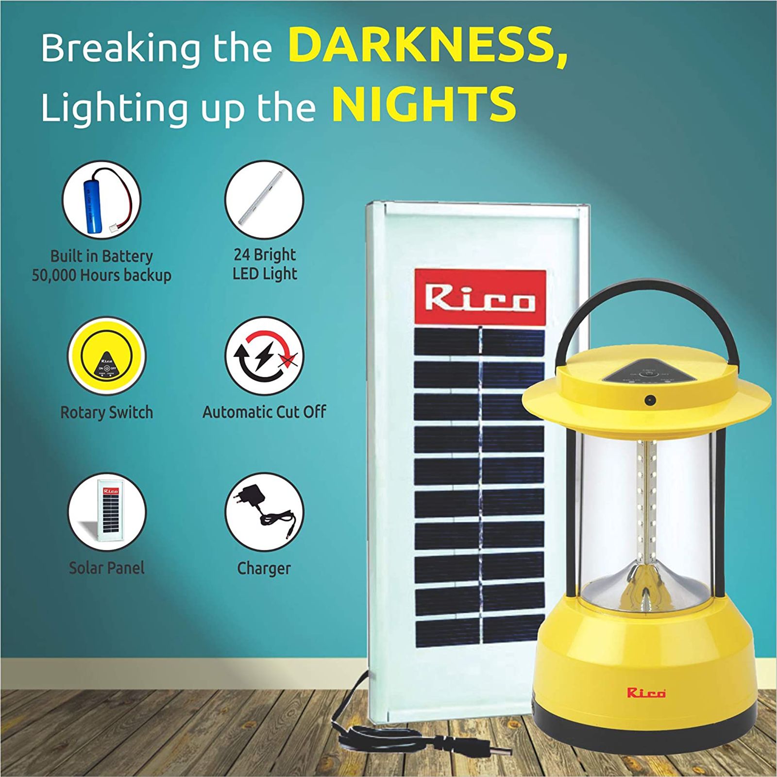 Rico 3 Watts Solar Lantern LED With Solar Panel (Rechargeable Solar LED Lantern, SL1528, Yellow)_7