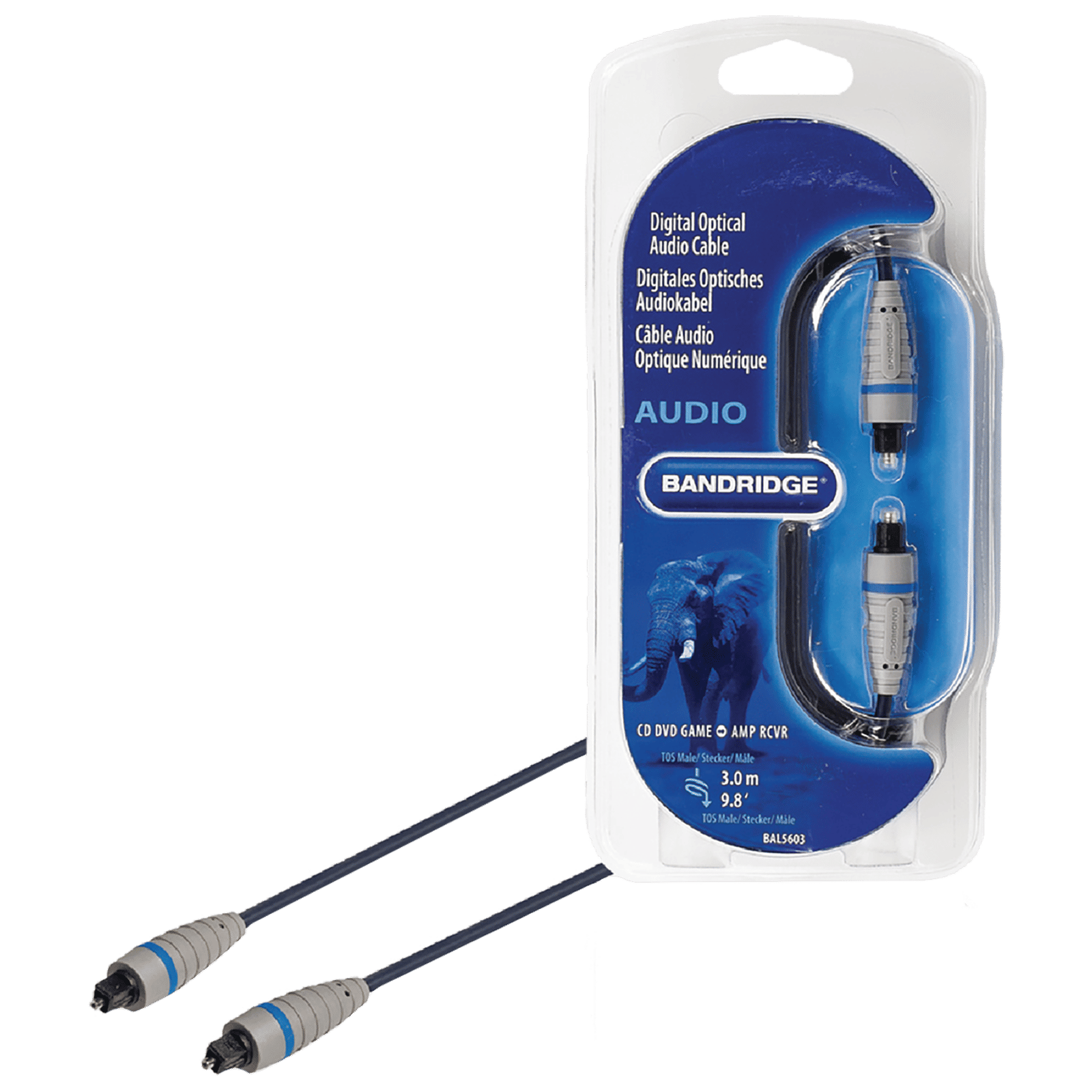 Bandridge BAL5603 PVC 3 Meter TosLink to TosLink Audio Cable (Cable Speed: 1000 Mbps, Blue) Bandridge BAL5603 PVC 3 Meter TosLink to TosLink Audio Cable (Cable Speed: 1000 Mbps, Blue)_1