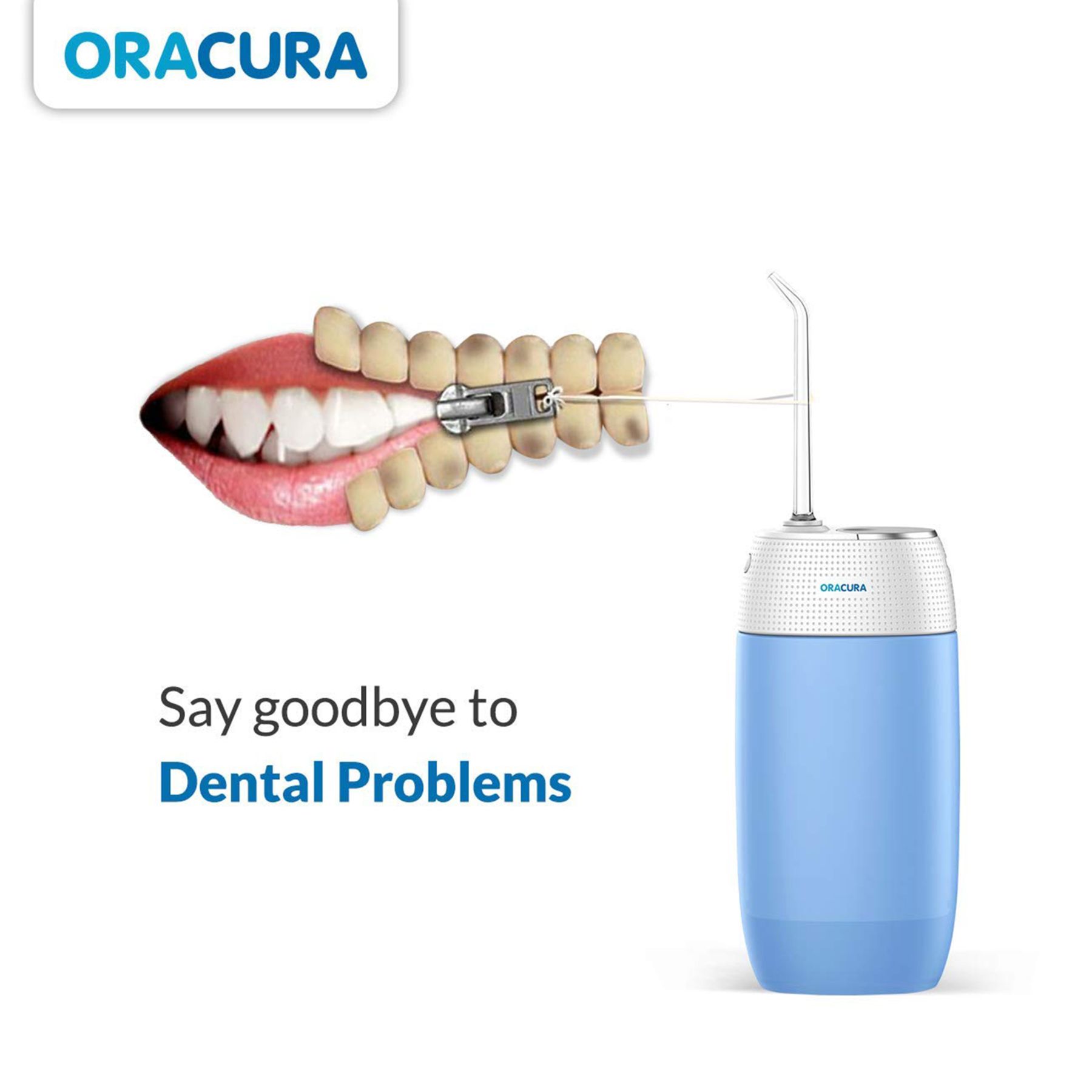 ORACURA Compact Dental Flosser with 2 Jet Tips (120ml Water Tank, Low Noise Design, Blue)_8