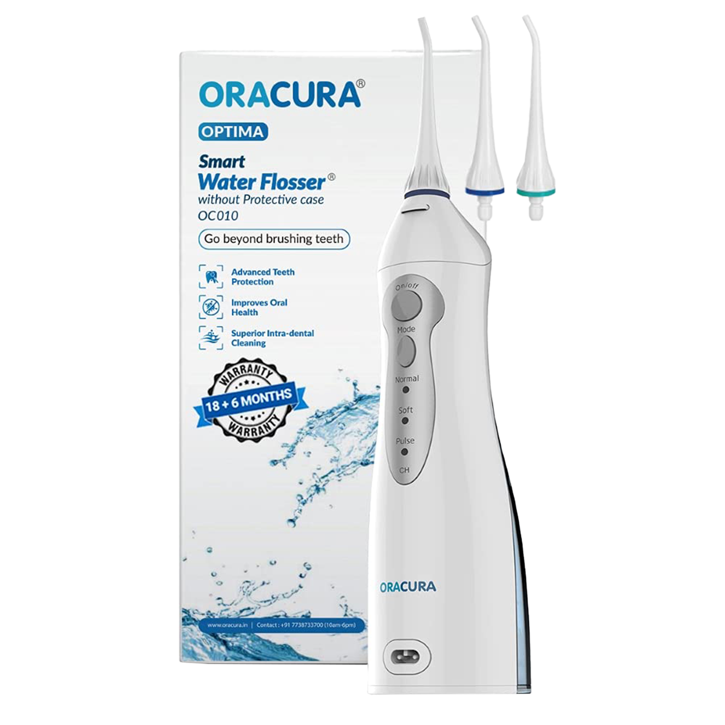 ORACURA Water Flosser For Unisex (Portable & Rechargeable, OC010, White) ORACURA Water Flosser For Unisex (Portable & Rechargeable, OC010, White)_1