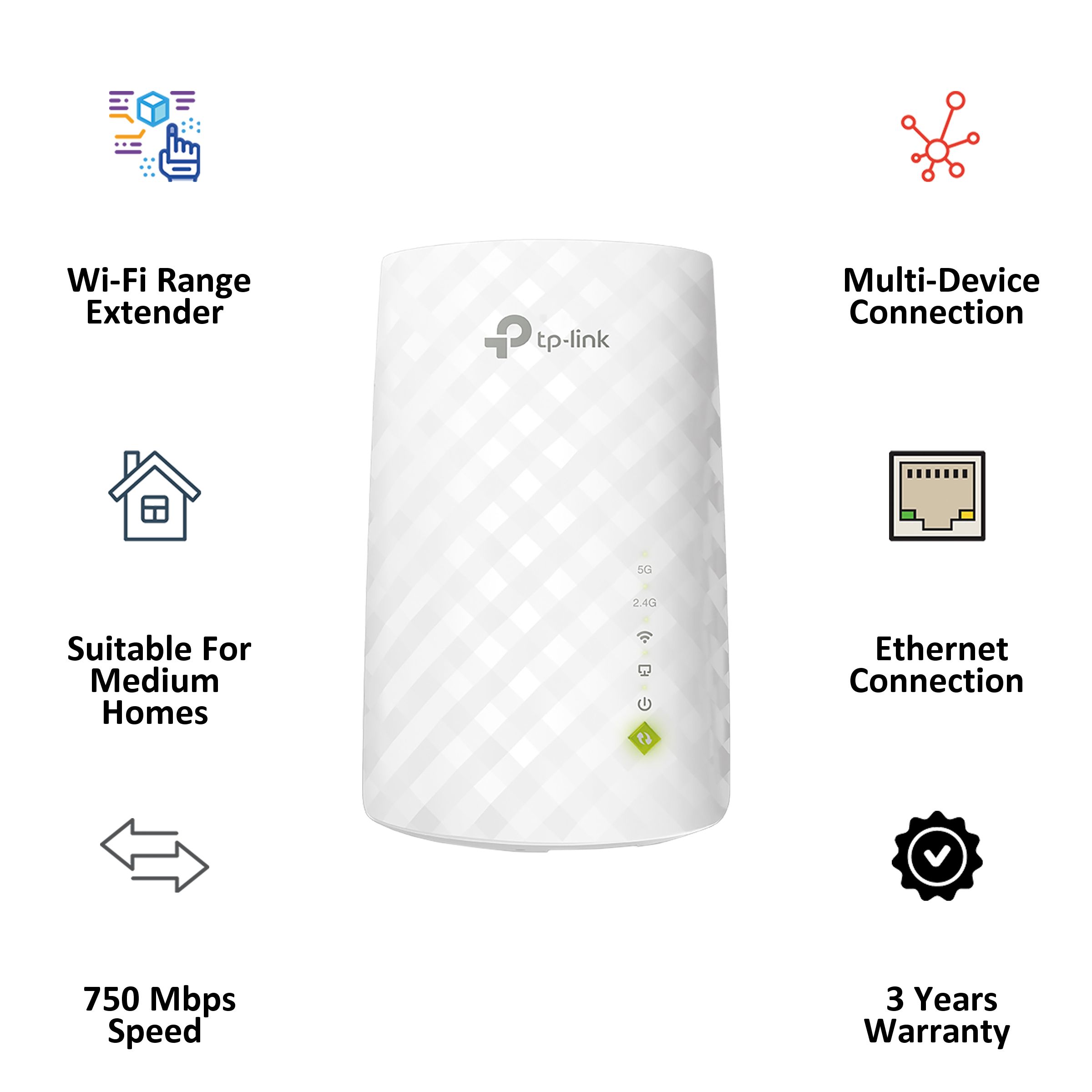 tp-link RE220 Dual Band WiFi Range Extender (Multicast Support QoS, White) tp-link RE220 Dual Band WiFi Range Extender (Multicast Support QoS, White)_3