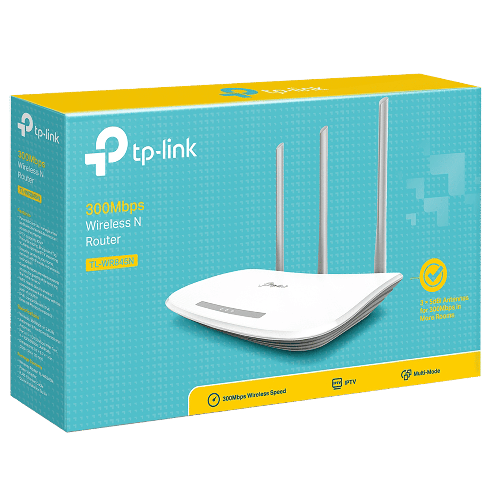 Tp-Link TL-WR845N Single Band WiFi 4 Router (3 Antennas, 5 LAN Ports, 2×2 MIMO, White)_5