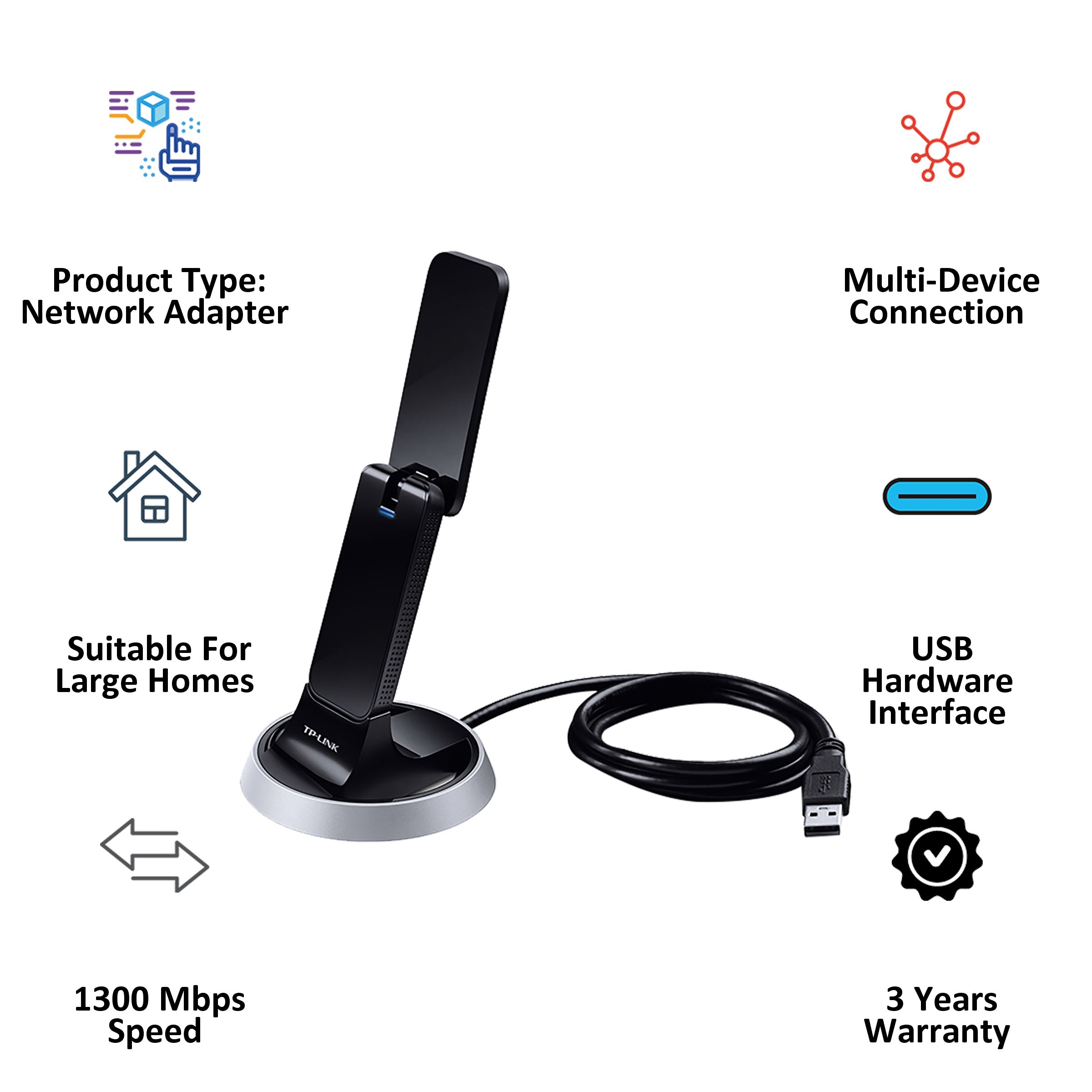 Tp-Link Archer T9UH Dual Band Network Adapter (4 Antennas, Ultimate Wi-Fi Speed, Flexible Deployment, Black) Tp-Link Archer T9UH Dual Band Network Adapter (4 Antennas, Ultimate Wi-Fi Speed, Flexible Deployment, Black)_3