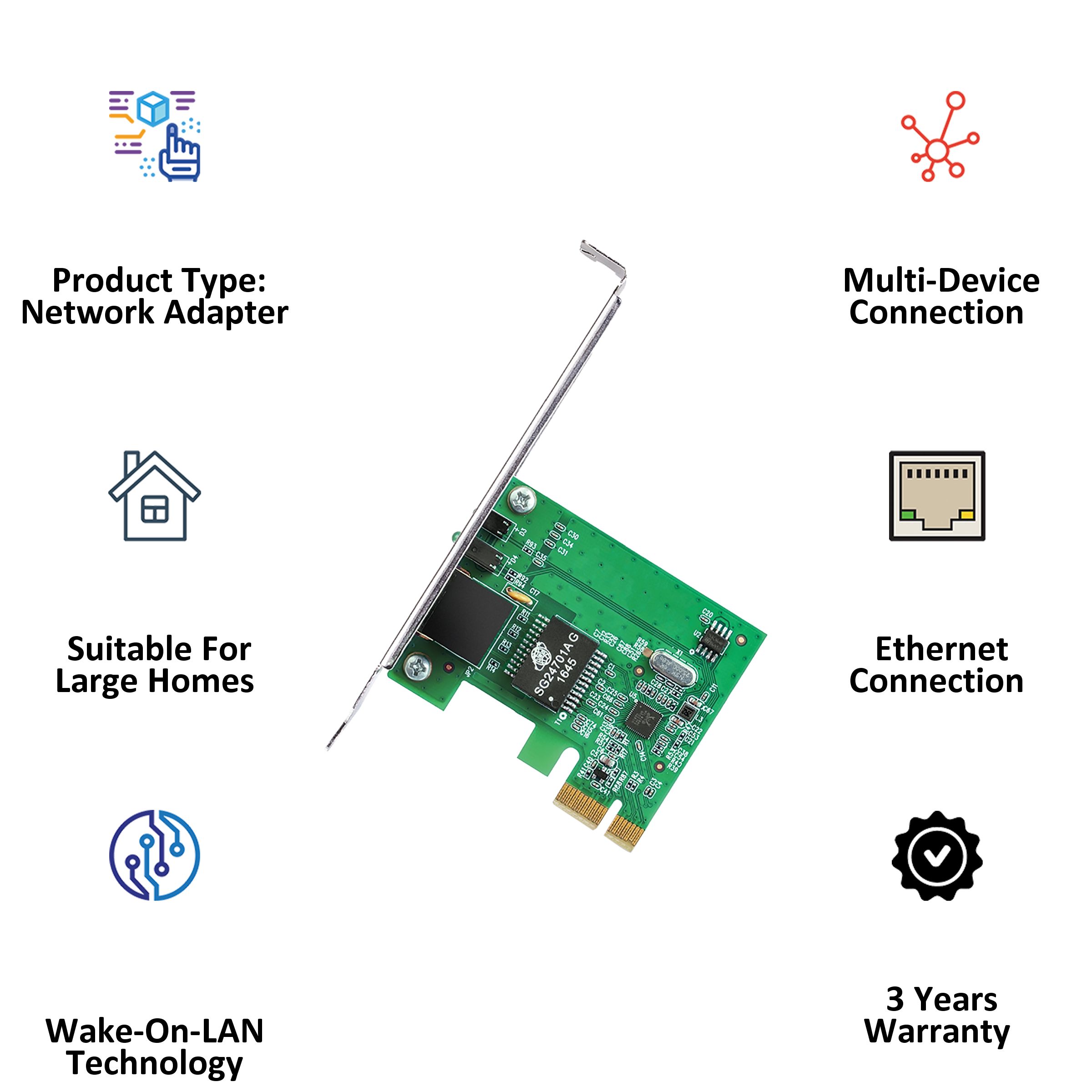 Tp-Link TG-3468 V3 Network Adapter (1 LAN Port, Wake-On-LAN Technology, 32-bit PCIe interface, Green)_3