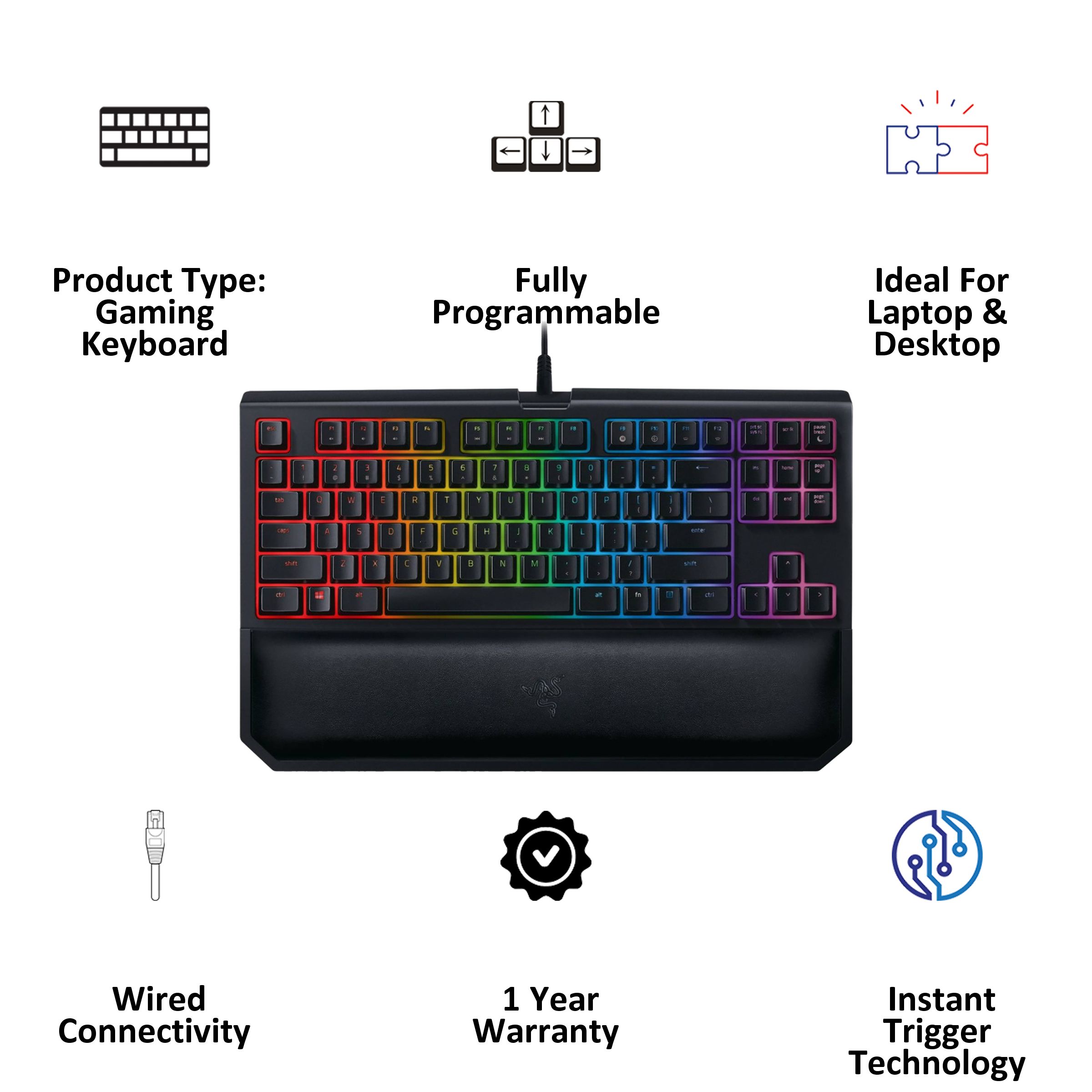 RAZER BlackWidow Tournament Edition Chroma V2 Wired Gaming Keyboard (Yellow Mechanical Switch, RZ03-02190800-R3M1, Black) RAZER BlackWidow Tournament Edition Chroma V2 Wired Gaming Keyboard (Yellow Mechanical Switch, RZ03-02190800-R3M1, Black)_4