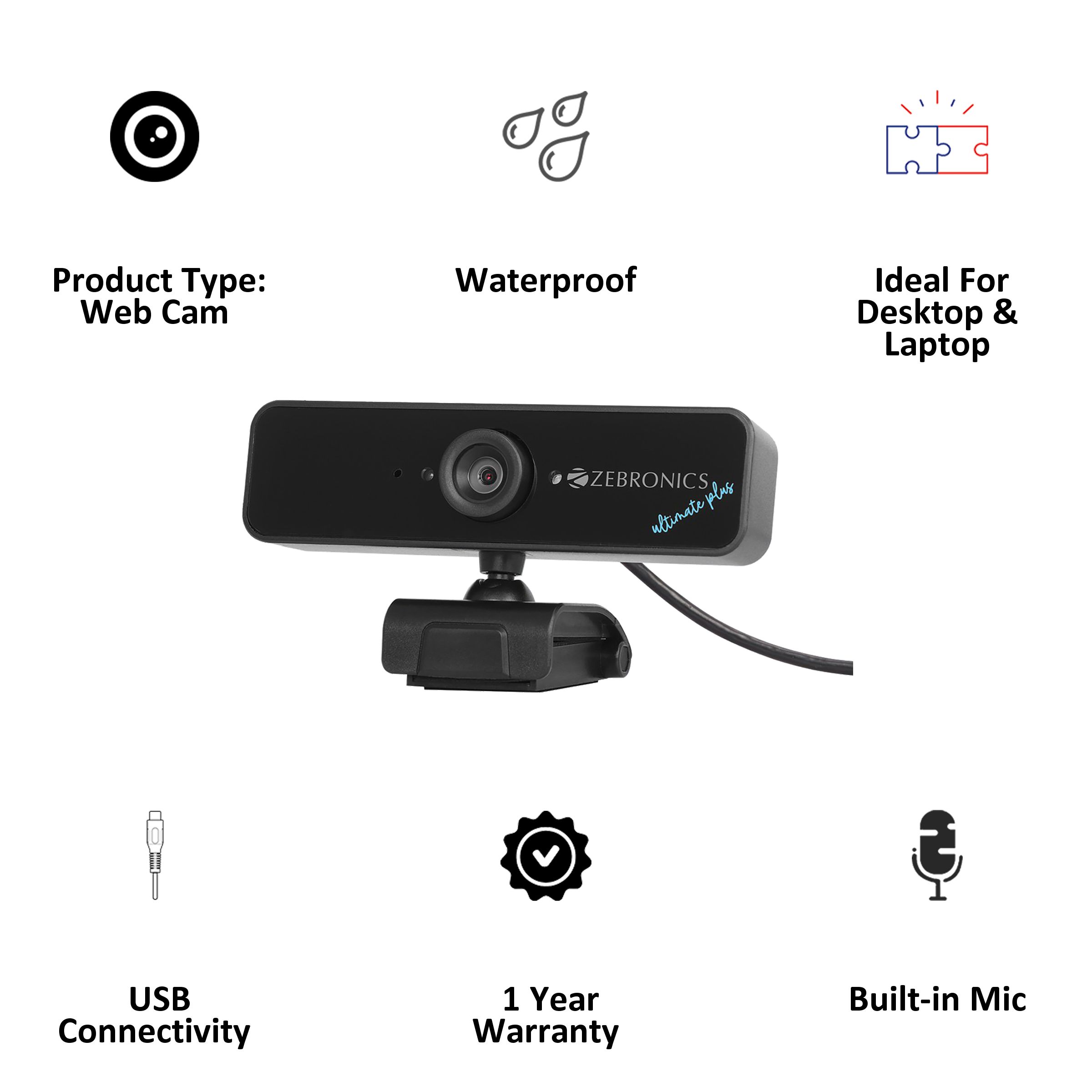 ZEBRONICS USB Web Cam (Night Vision, ZEB-Ultimate Plus, Black) ZEBRONICS USB Web Cam (Night Vision, ZEB-Ultimate Plus, Black)_3