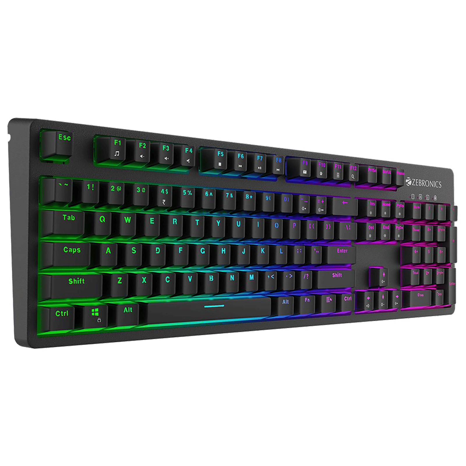 ZEBRONICS Max Plus V2 Wired Gaming Keyboard with Integrated Multimedia Keys (5 LED Speed Modes, Black)_4