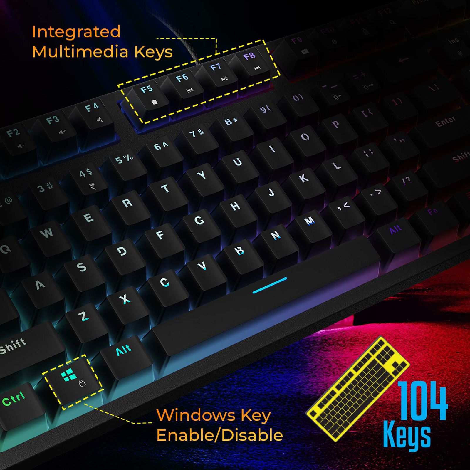 ZEBRONICS Max Plus V2 Wired Gaming Keyboard with Integrated Multimedia Keys (5 LED Speed Modes, Black)_9