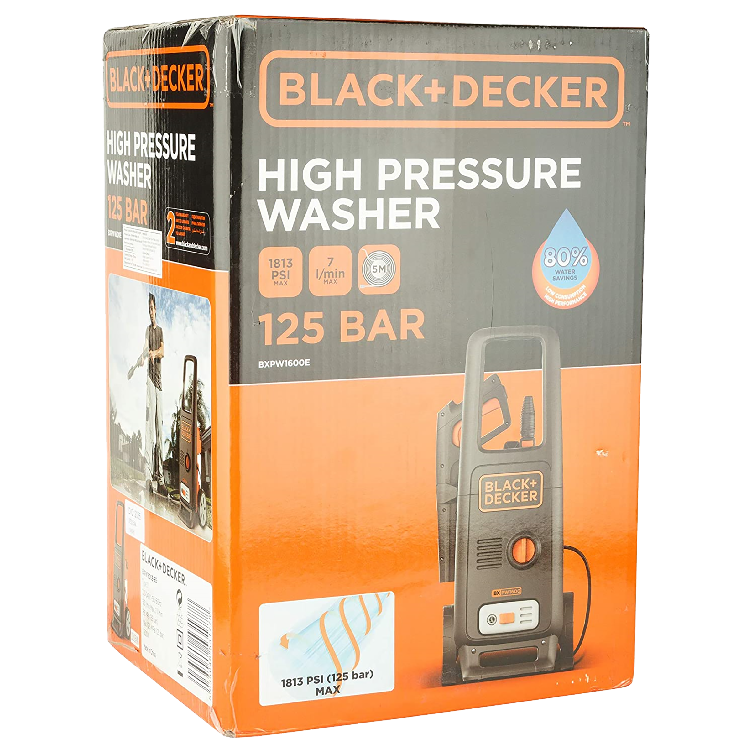 BLACK+DECKER Car Washer for Car wash (Automatic Safety Valve, BXPW1600E-B5, Orange/Black)_9
