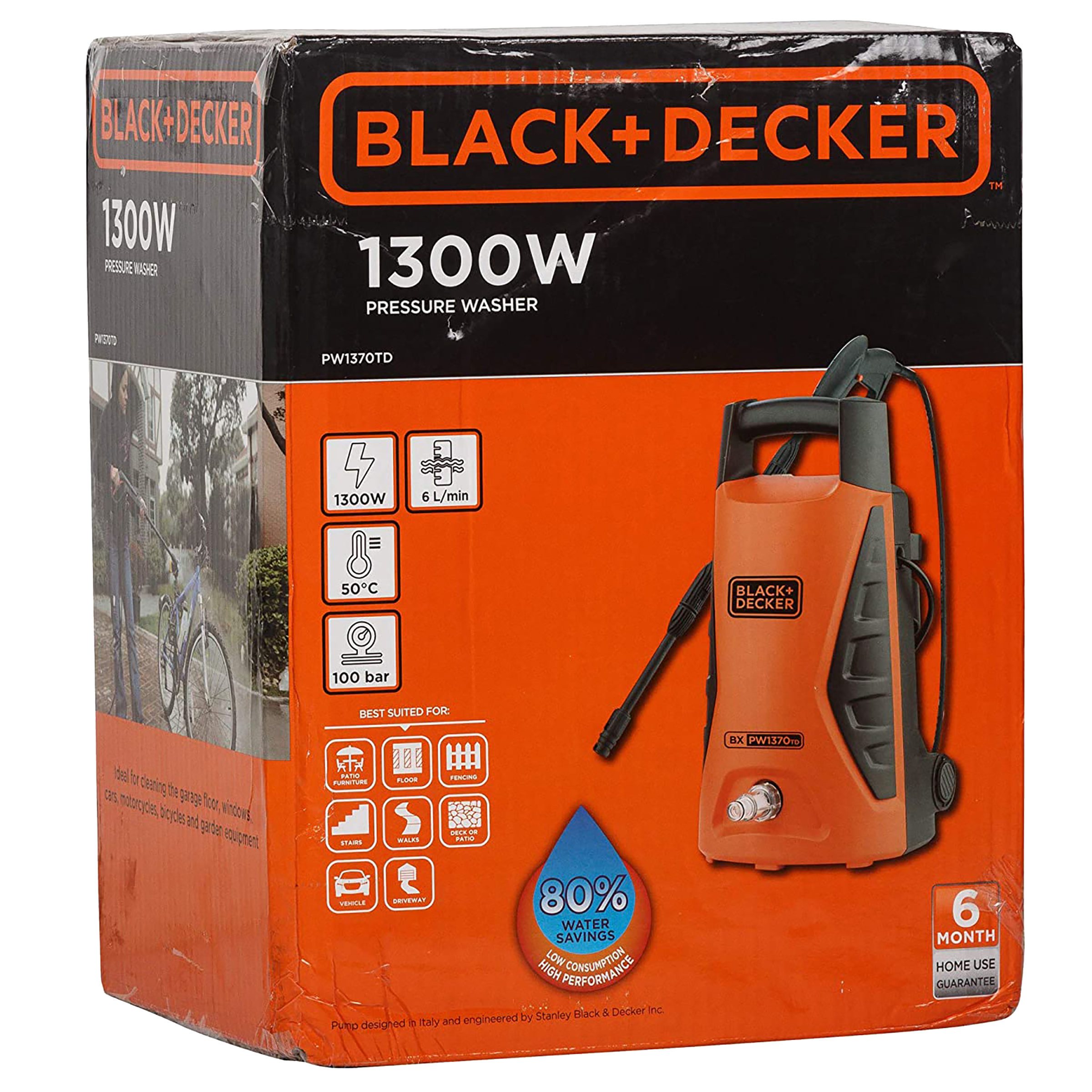 BLACK+DECKER Car Washer for Car wash (IPX5 Protection, PW1370TD-IN, Orange/Black)_11