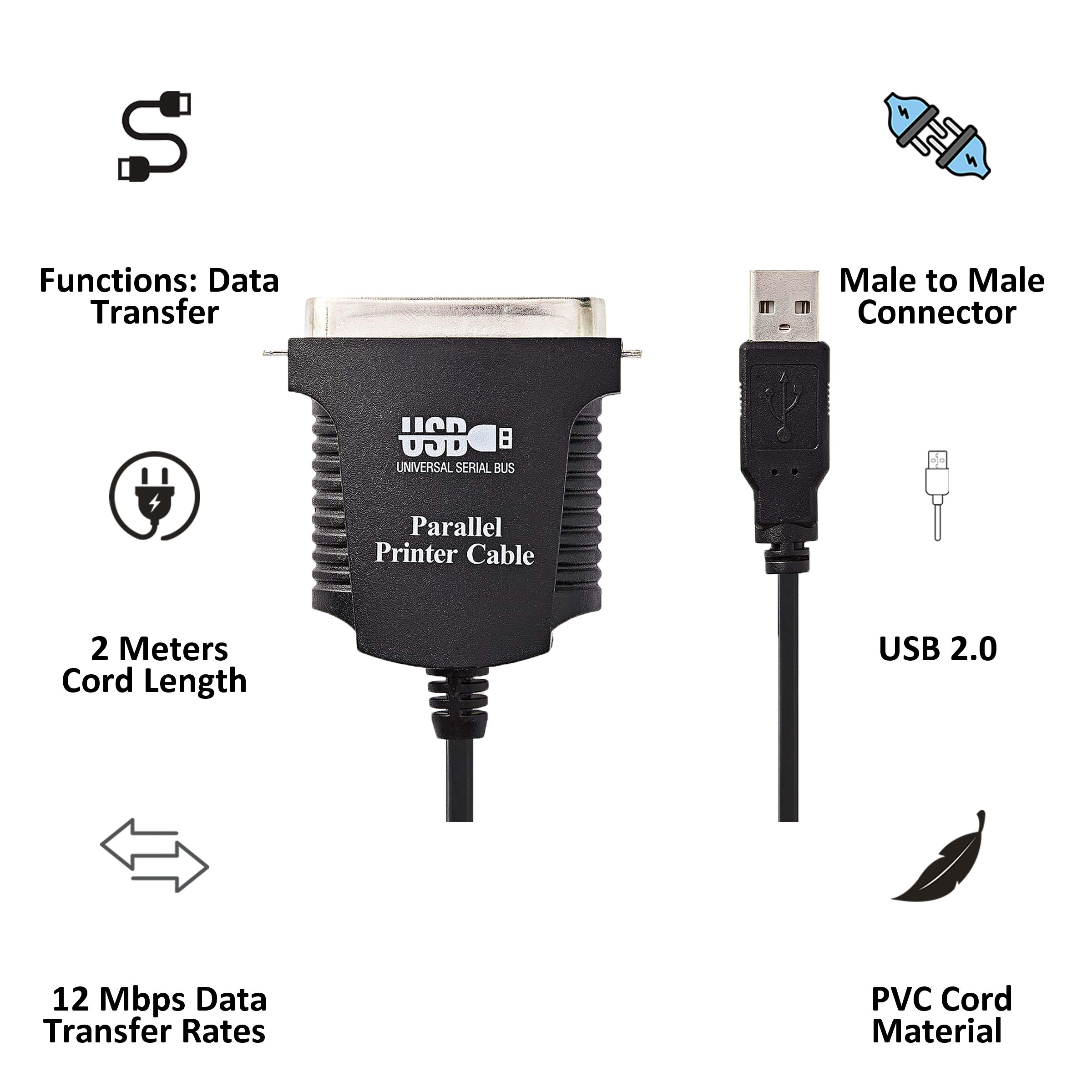 Buy Nedis CCGP60880BK20 PVC 2 Meter USB 2.0 (Type-A) to Centronics 36 ...