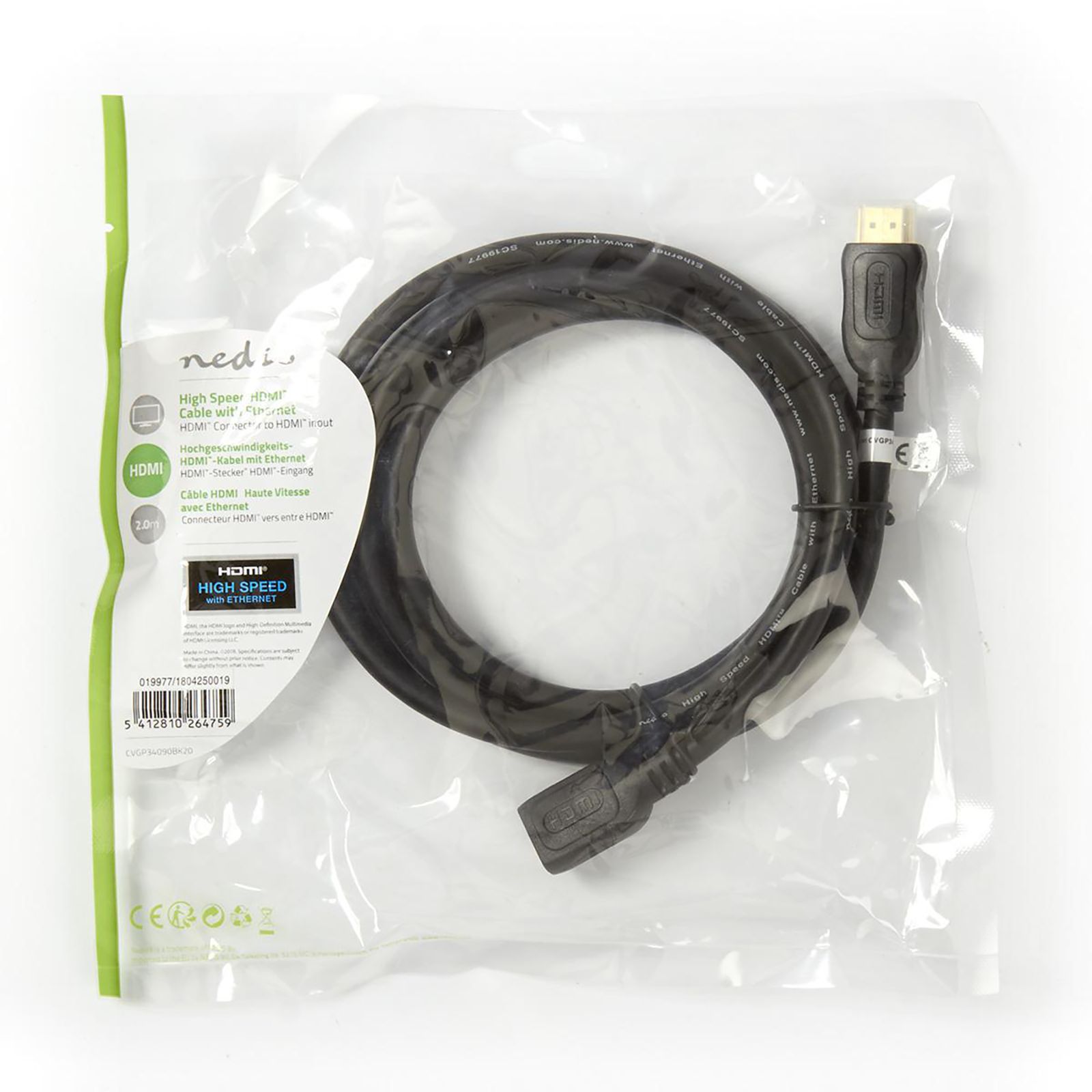 Nedis CVGP34090BK20 PVC 2 Meter HDMI Connector to HDMI Data Transfer HDMI Cable (Advanced Display Technologies, Black) Nedis CVGP34090BK20 PVC 2 Meter HDMI Connector to HDMI Data Transfer HDMI Cable (Advanced Display Technologies, Black)_5