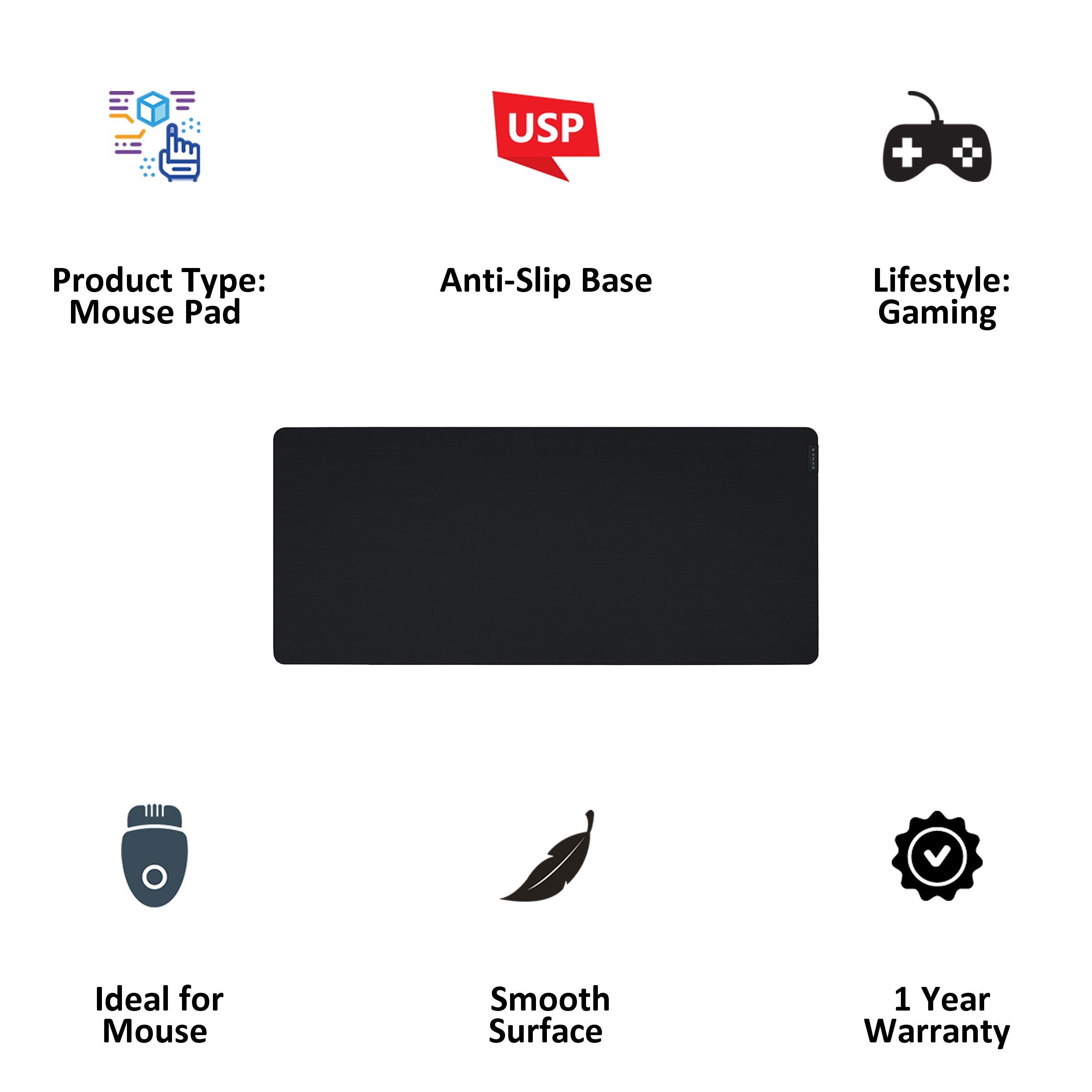 RAZER Gigantus Gaming Mouse Pad (High-Density Rubber Foam, RZ02-03330400-R3M1, Black) RAZER Gigantus Gaming Mouse Pad (High-Density Rubber Foam, RZ02-03330400-R3M1, Black)_3