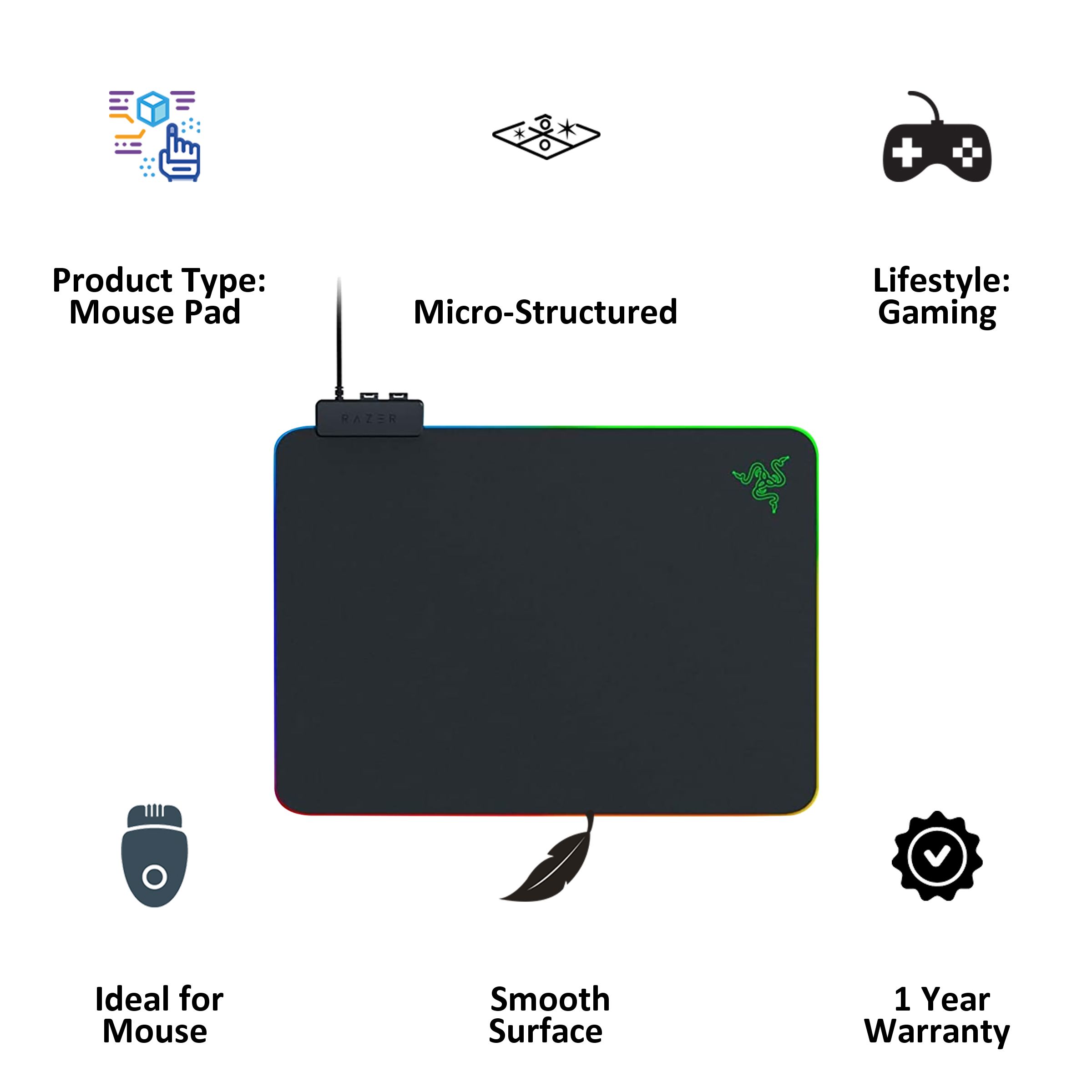 RAZER Firefly Gaming Mousepad (Micro Structured Surface, RZ02-03020100-R3M1, Black) RAZER Firefly Gaming Mousepad (Micro Structured Surface, RZ02-03020100-R3M1, Black)_3