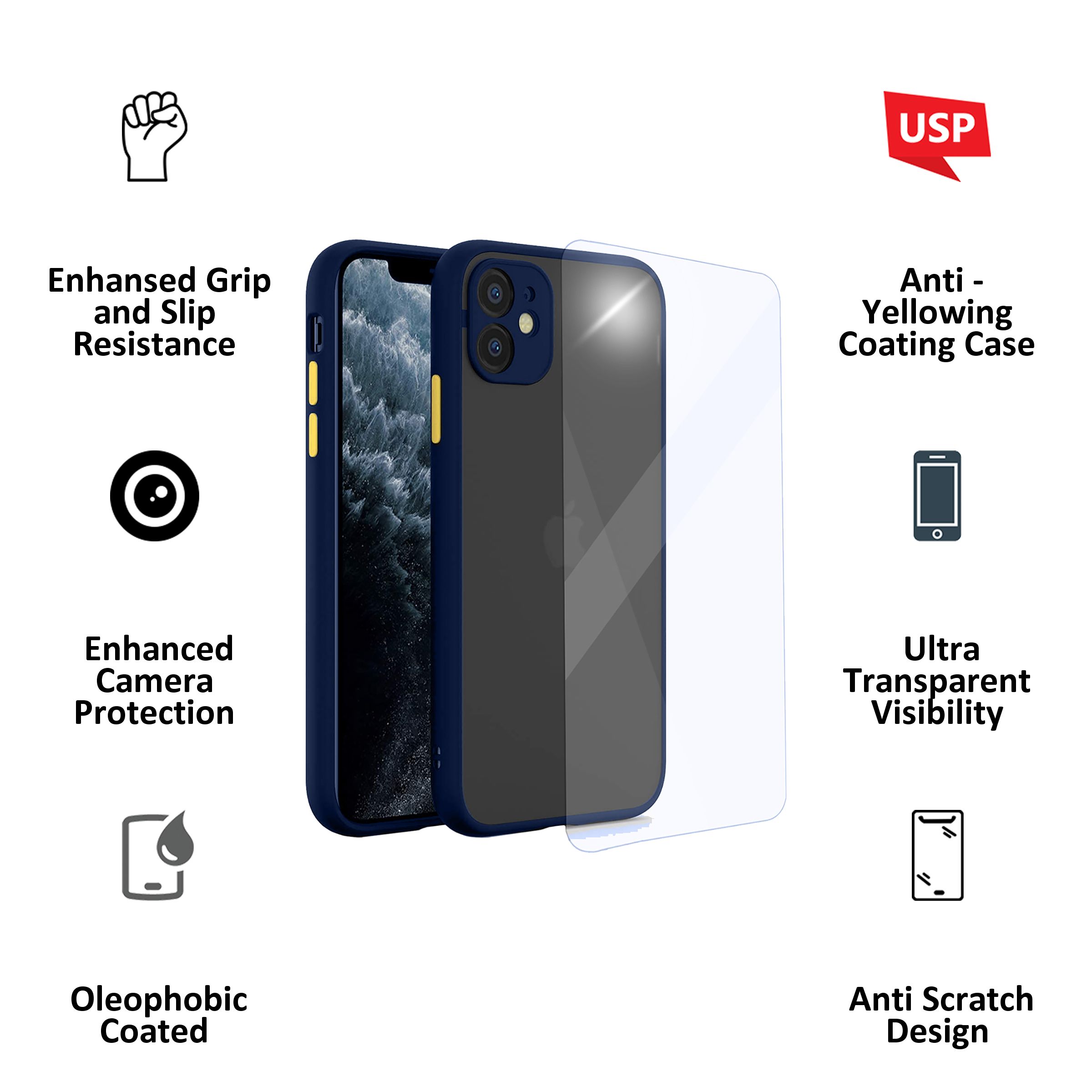 ARROW Camera Duplex Polycarbonate Back Cover for Apple iPhone 11 (Anti Scratch Design, Blue) ARROW Camera Duplex Polycarbonate Back Cover for Apple iPhone 11 (Anti Scratch Design, Blue)_2
