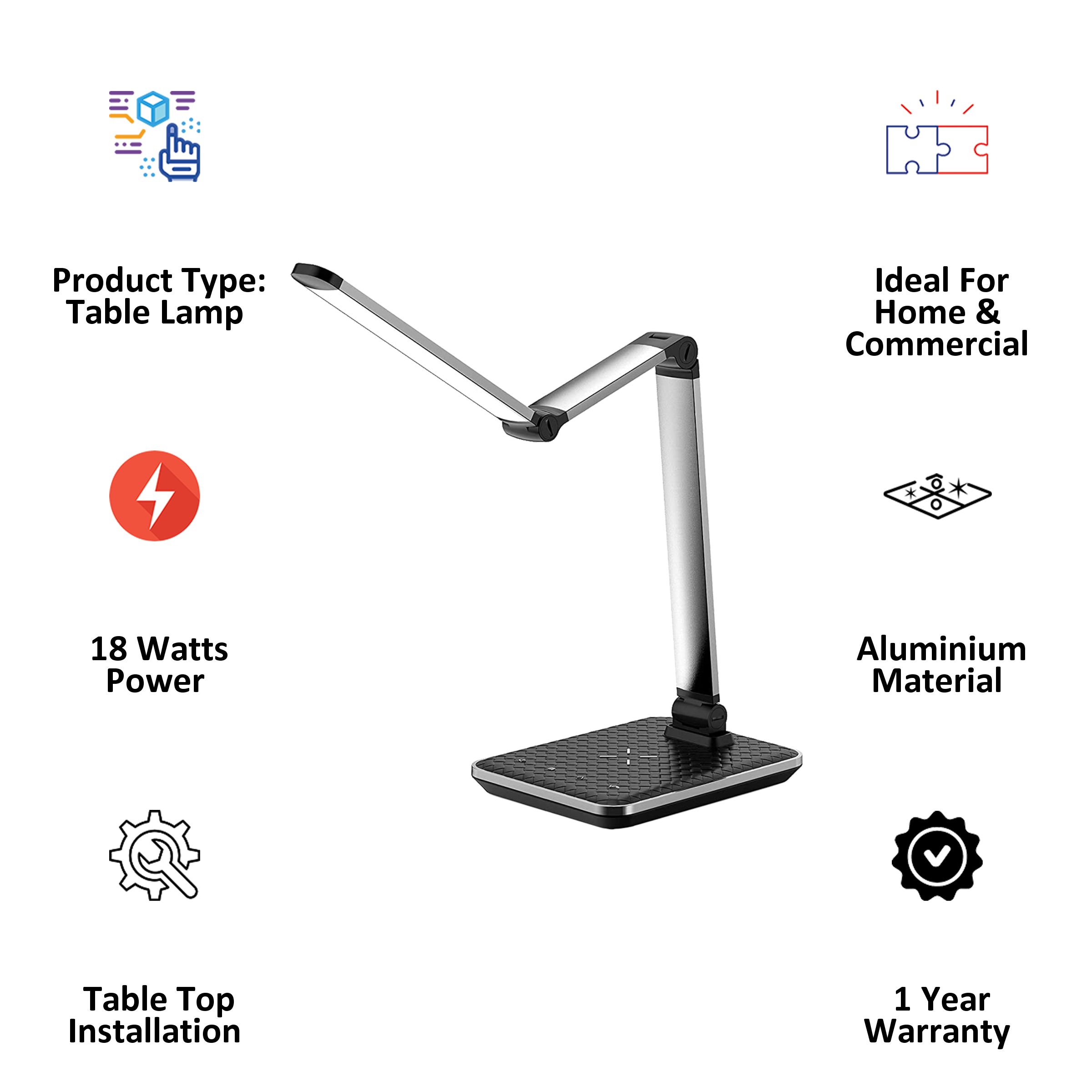 iGear 18 Watts LED Table Lamp (Eyesight Protection, iG-1075, Silver)_3