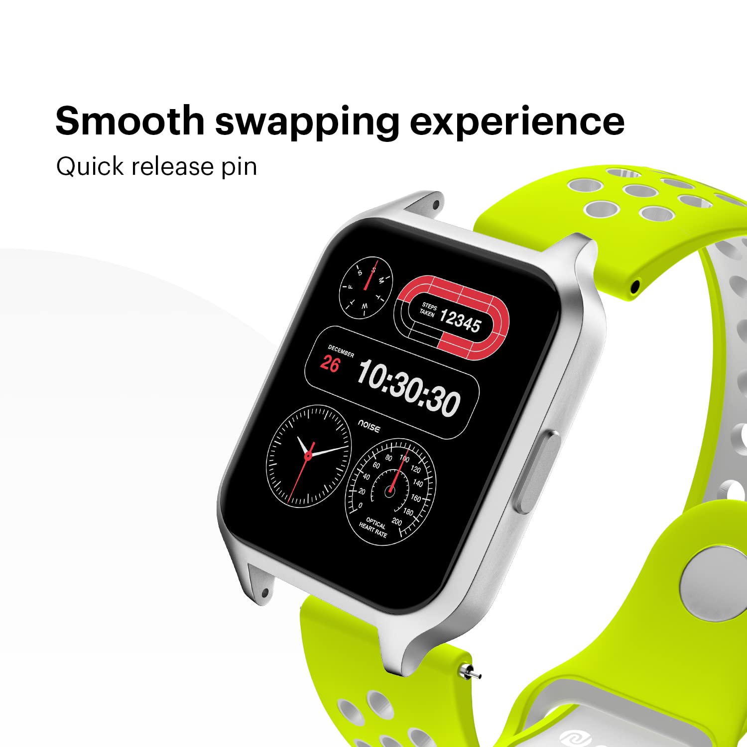 Noise Sports Edition Silicone Sport Strap for Noise ColorFit & NoiseFit (22mm) (Lightweight & Rugged, Yellow/Silver) Noise Sports Edition Silicone Sport Strap for Noise ColorFit & NoiseFit (22mm) (Lightweight & Rugged, Yellow/Silver)_5