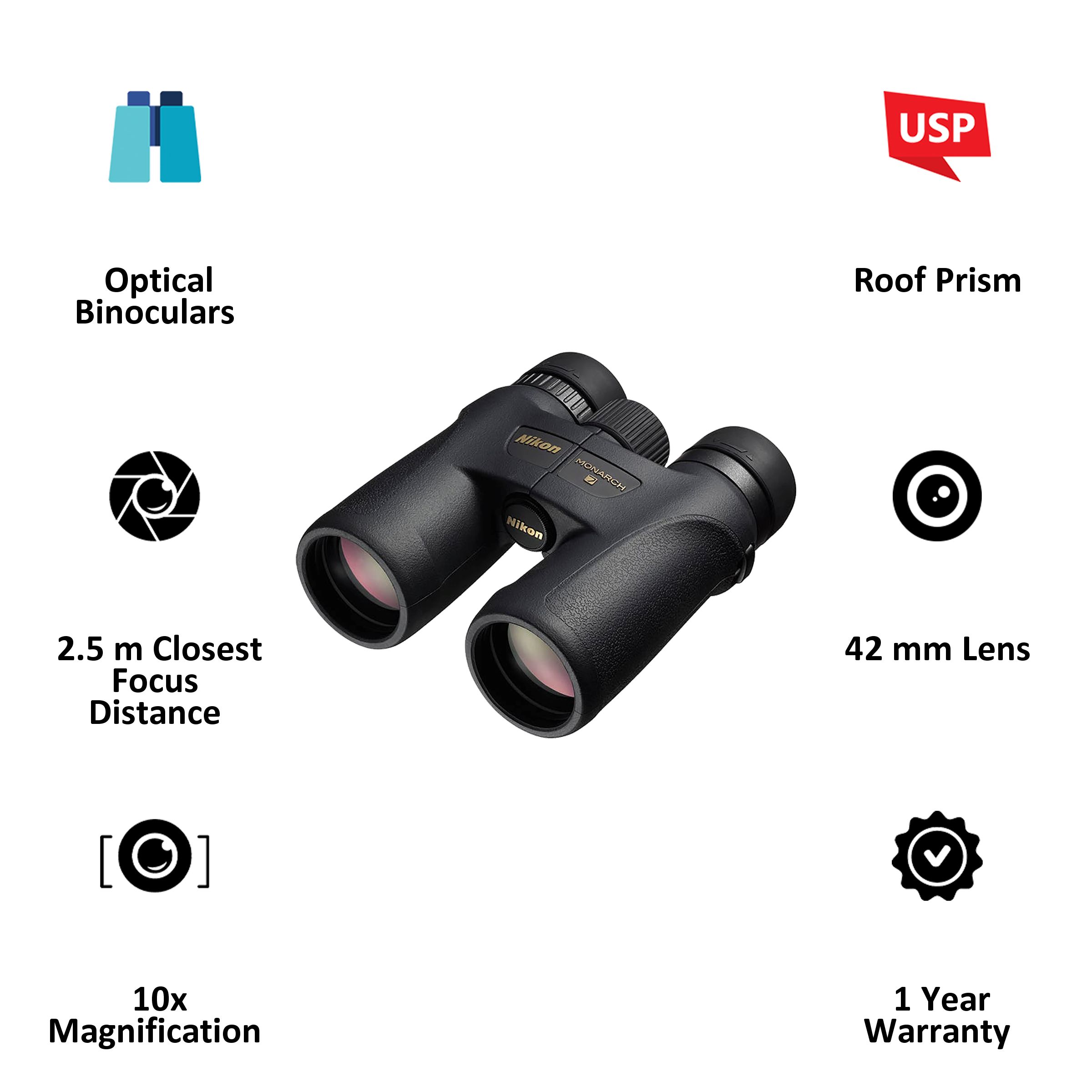 Nikon Monarch 7 10x 42mm Roof Prism Optical Binoculars (Extra-low Dispersion , BAA786SA, Black) Nikon Monarch 7 10x 42mm Roof Prism Optical Binoculars (Extra-low Dispersion , BAA786SA, Black)_6