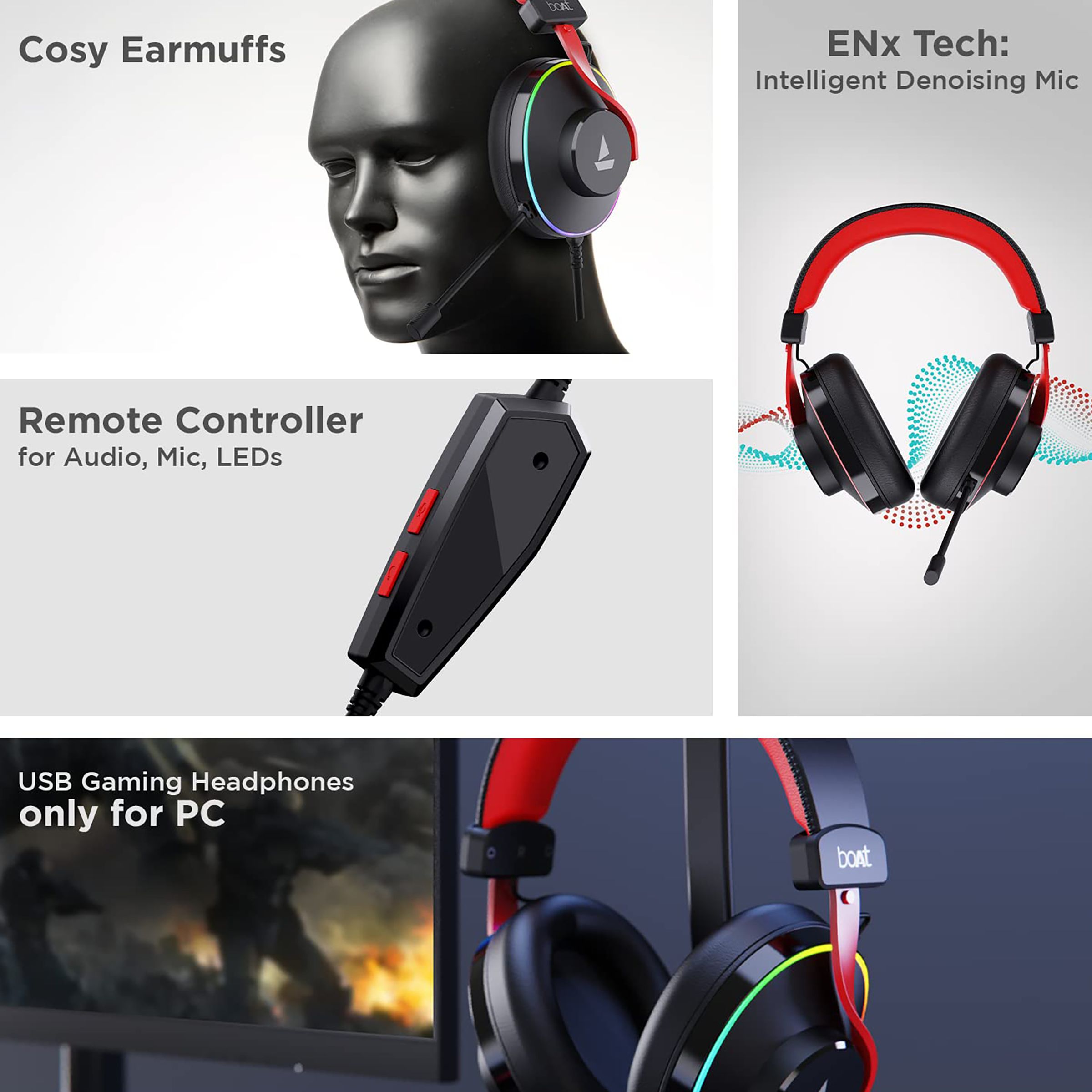 boAt Immortal IM-700 Wired Gaming Headset with Environmental Noise Cancellation (Intelligent Denoising Mic, Over Ear, Black Sabre)_6