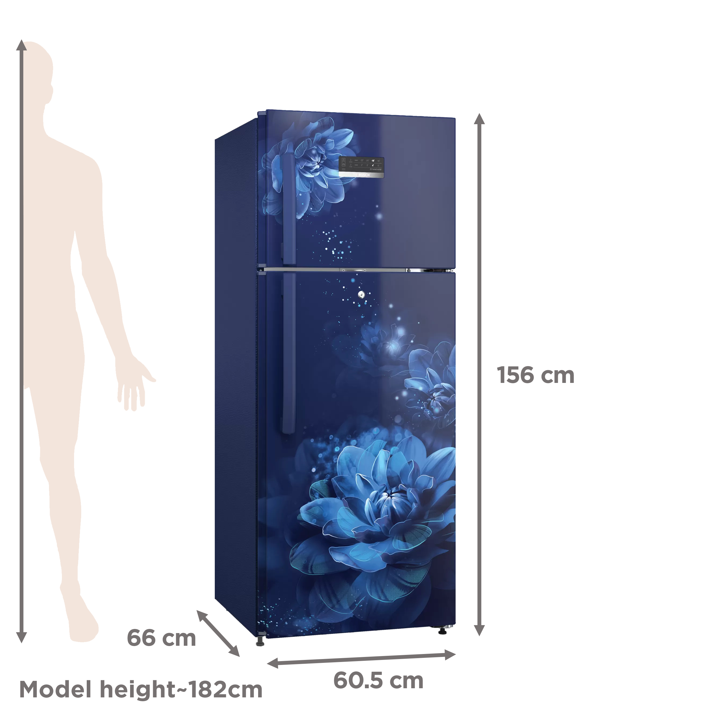BOSCH Series 4 263 Litres 3 Star Frost Free Double Door Convertible Refrigerator with Temperature Display (CTC27B23EI, Sevian Blue)_7