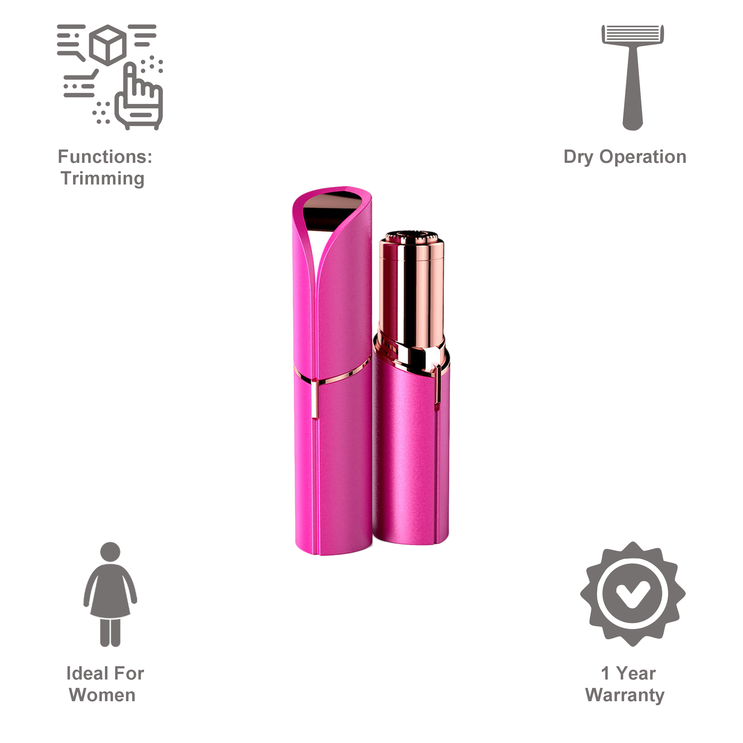 FINISHING TOUCH FLAWLESS Facial Hair Remover (Trimmer, 18K Gold Plated, German Technology, Pink) FINISHING TOUCH FLAWLESS Facial Hair Remover (Trimmer, 18K Gold Plated, German Technology, Pink)_5