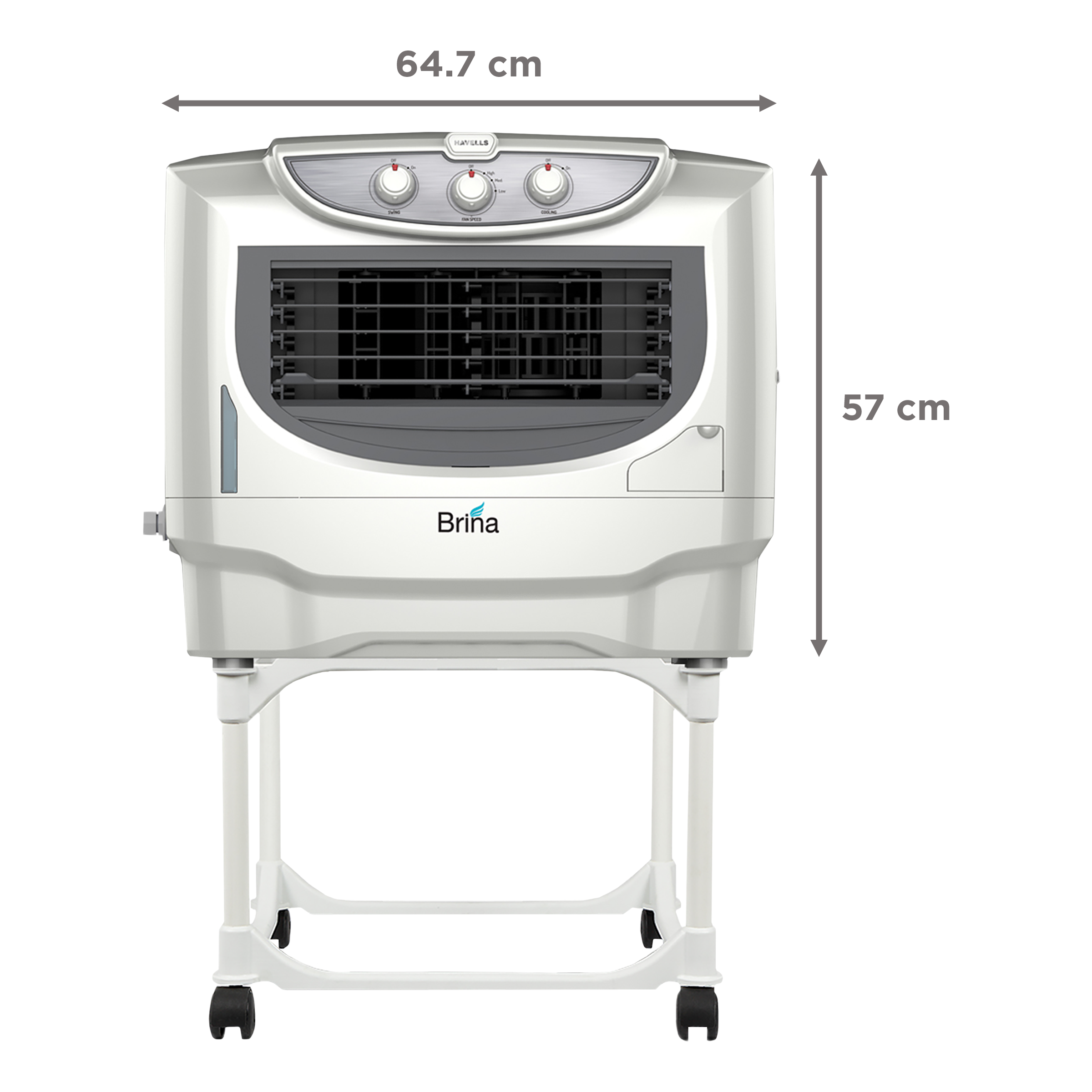 HAVELLS Brina 50 Litres Portable Air Cooler (Wood Wool Cooling Pads, GHRACBRE230, White/Grey)_4