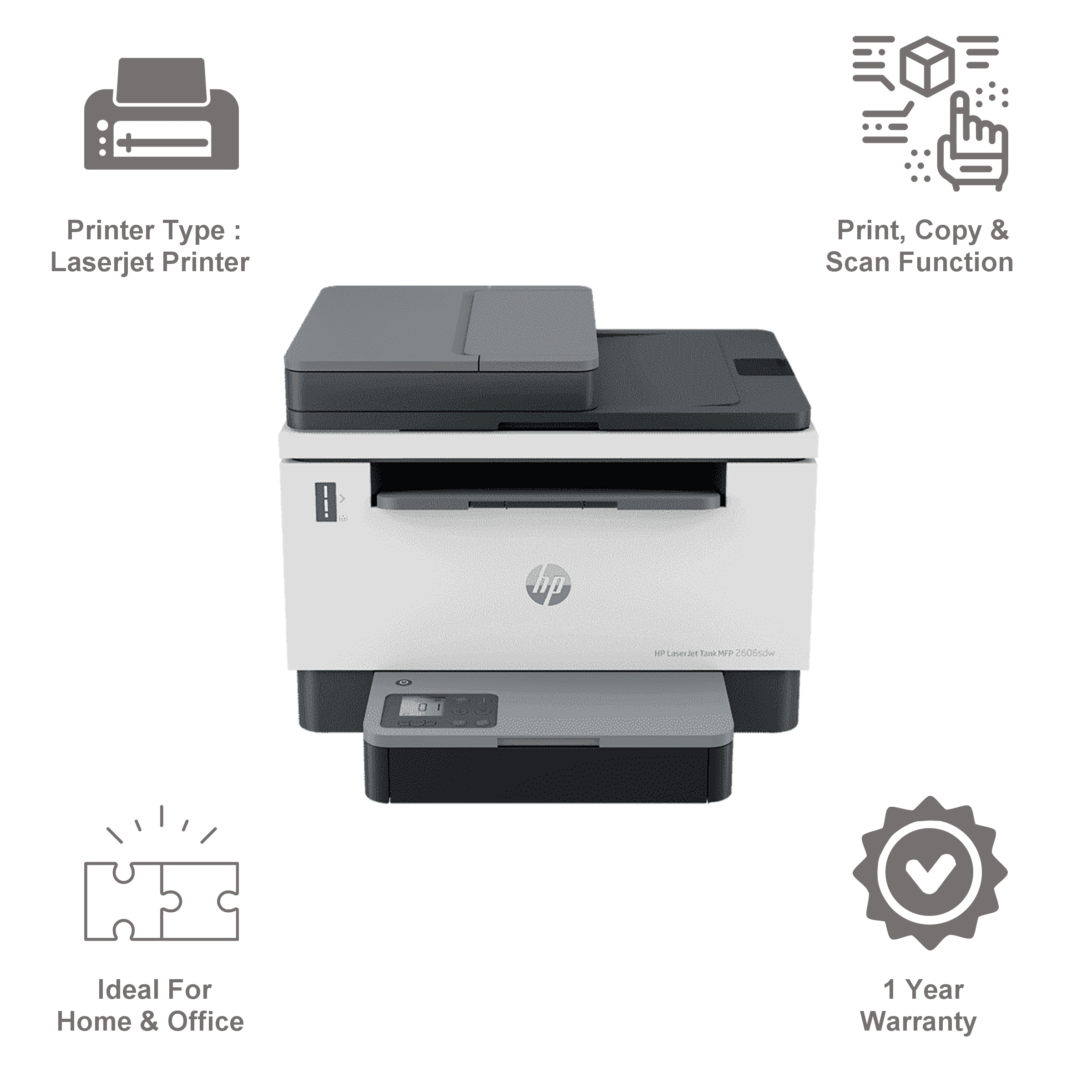 HP Laser Tank MFP 2606sdw Multi Function Wi-Fi Monochrome Laserjet Printer with Duplex Printing Automatic (Hi-Speed USB, Black & White) HP Laser Tank MFP 2606sdw Multi Function Wi-Fi Monochrome Laserjet Printer with Duplex Printing Automatic (Hi-Speed USB, Black & White)_17