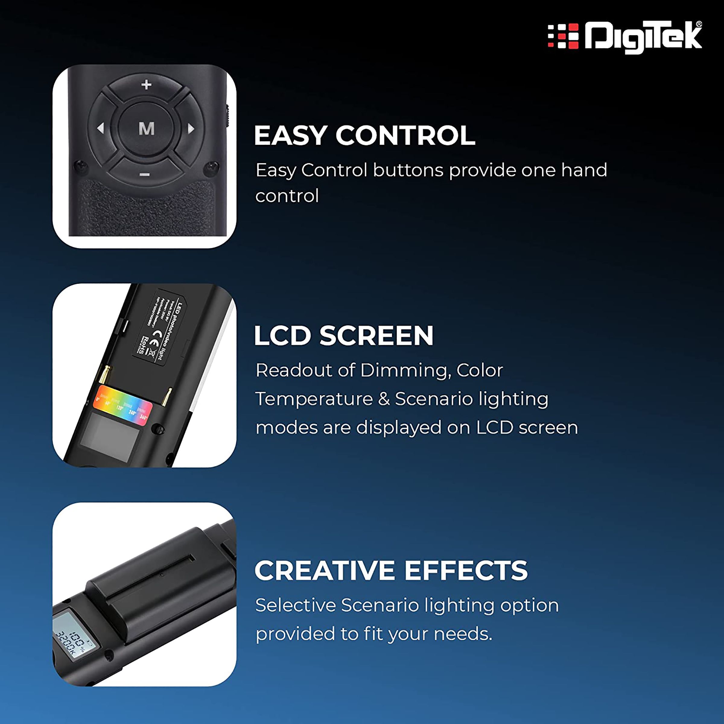 Digitek DSL 20W RGB LED Light Wand with Remote for Photography, Videography & Live Streaming (Easy Buttons Control)_10