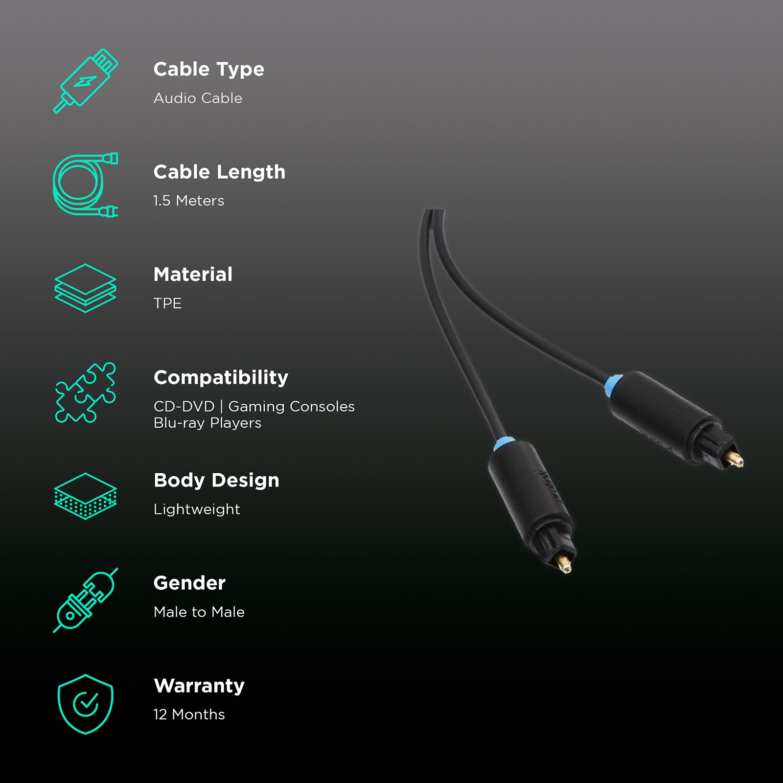 ultraprolink 1.5 meter Digital Optical Toslink Cable (PB111-0150, Black) ultraprolink 1.5 meter Digital Optical Toslink Cable (PB111-0150, Black)_2