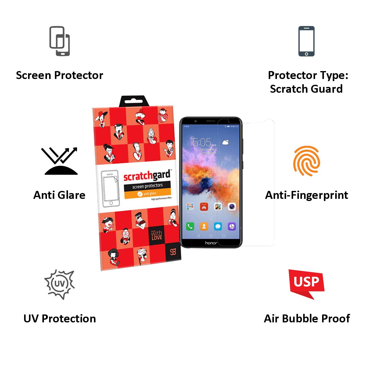 scratchgard Primo 3D Screen Protector for Honor 7X (Fingerprint Resistant) scratchgard Primo 3D Screen Protector for Honor 7X (Fingerprint Resistant)_4