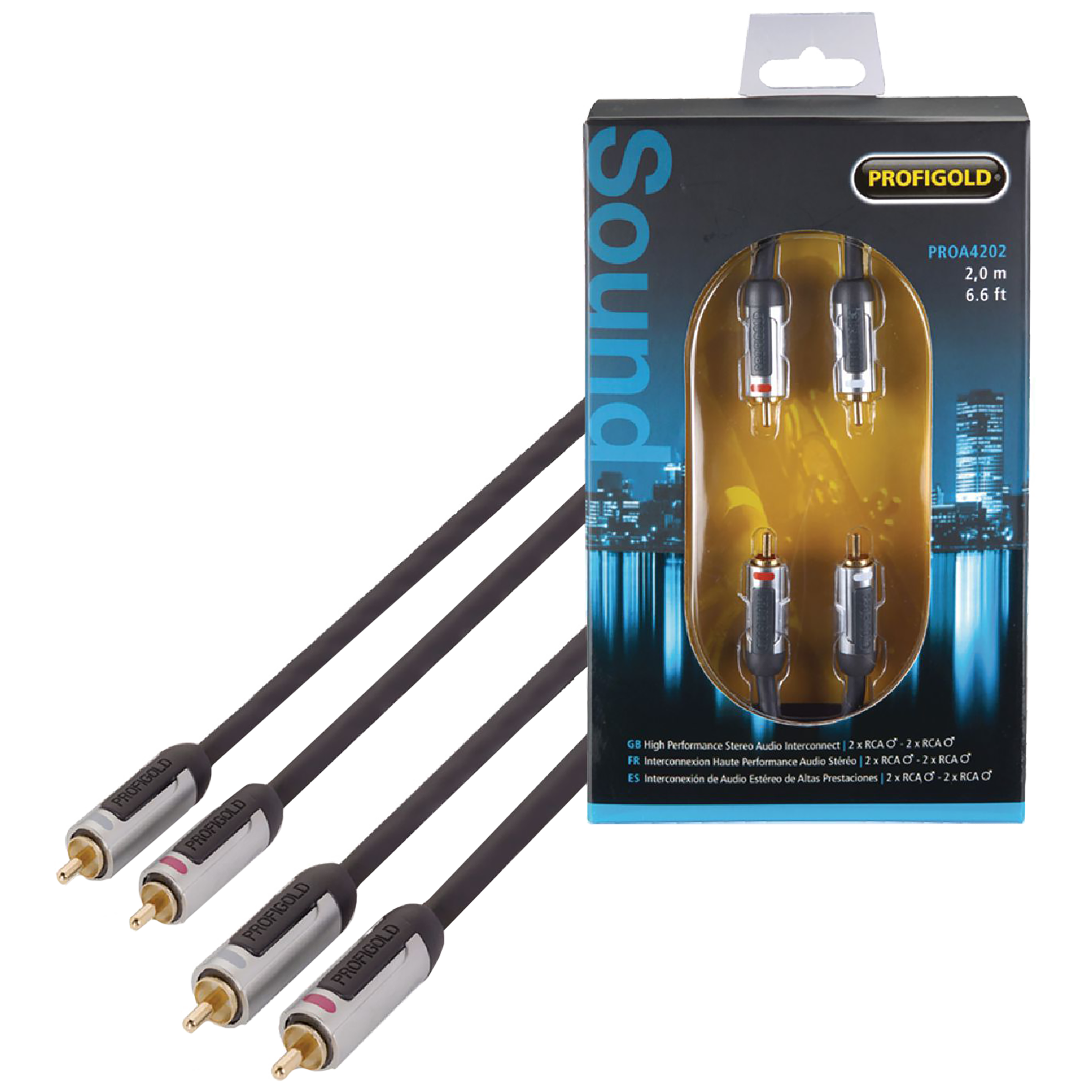 PROFIGOLD 2 meter RCA to RCA Audio Cable (Multiple Cable Shielding, PROA4202, Anthracite) PROFIGOLD 2 meter RCA to RCA Audio Cable (Multiple Cable Shielding, PROA4202, Anthracite)_1