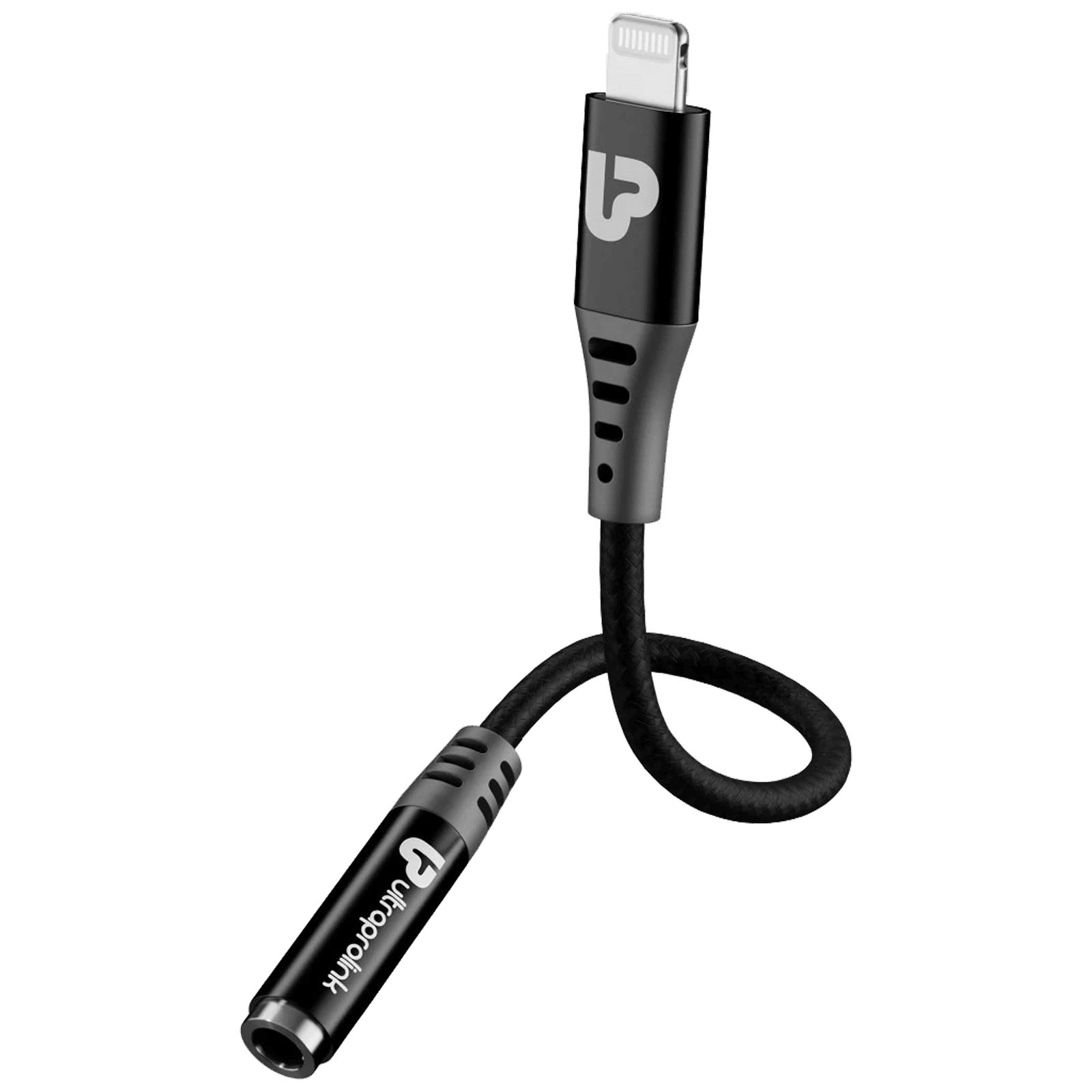 ultraprolink Audio Link Lightning to 3.5mm Aux 0.39 Feet (0.12M) Adapter (High Definition Sound, Black)_1