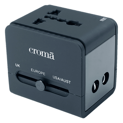 Croma 4 Plugs Universal Travel Adapter (Dual USB Port, CREP0144, Black)