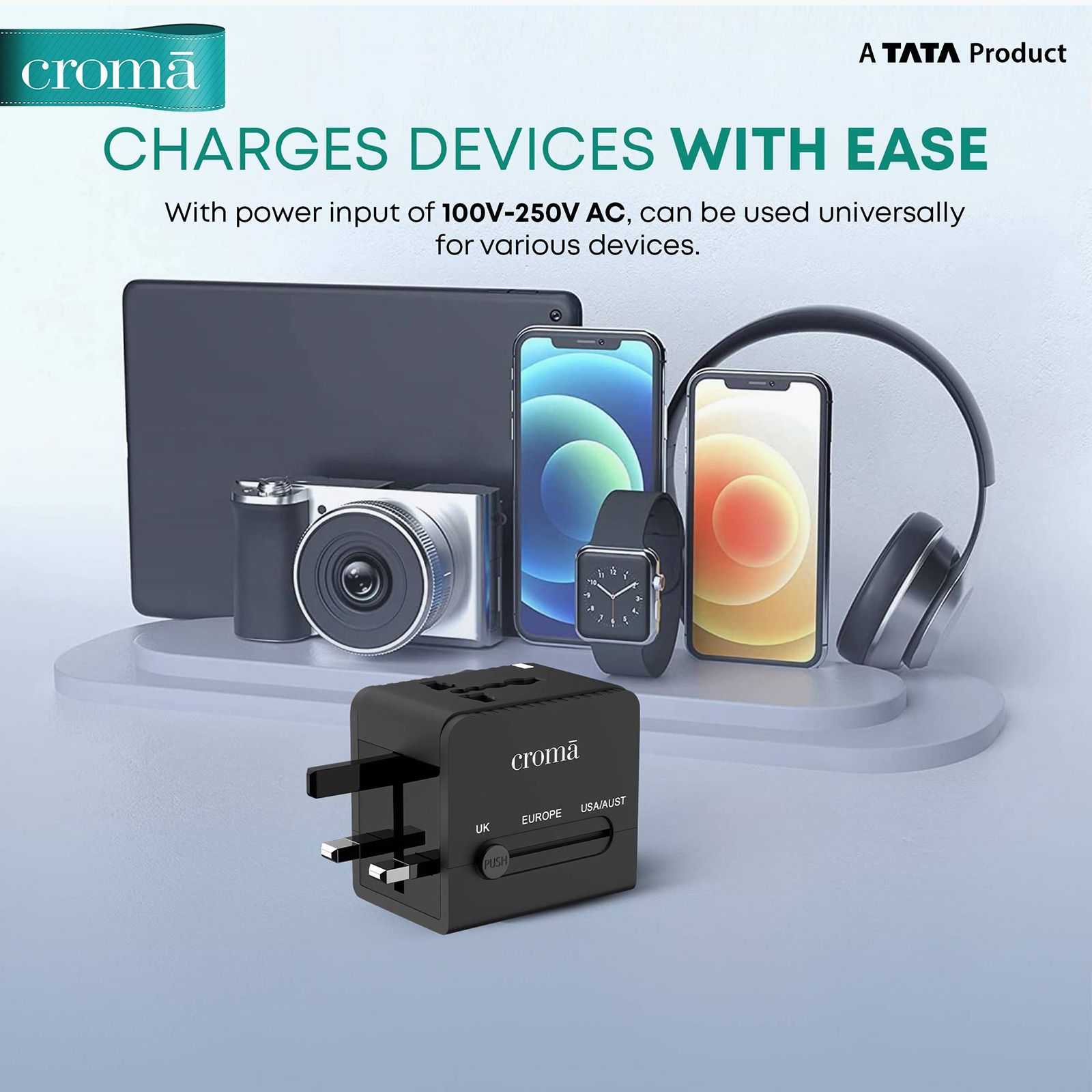 Croma 4 Plugs Universal Travel Adapter (Dual USB Port, CREP0144, Black) Croma 4 Plugs Universal Travel Adapter (Dual USB Port, CREP0144, Black)_7