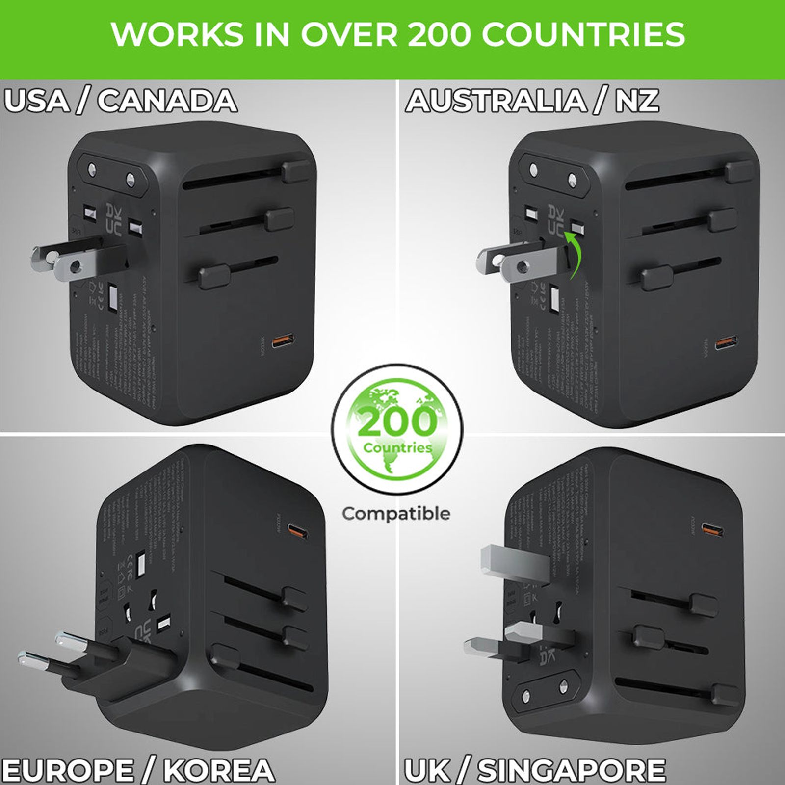 ultraprolink Travel Mate PD35 3 Plugs Travel Adapter (Worldwide Connectivity, UM1187, Black) ultraprolink Travel Mate PD35 3 Plugs Travel Adapter (Worldwide Connectivity, UM1187, Black)_6