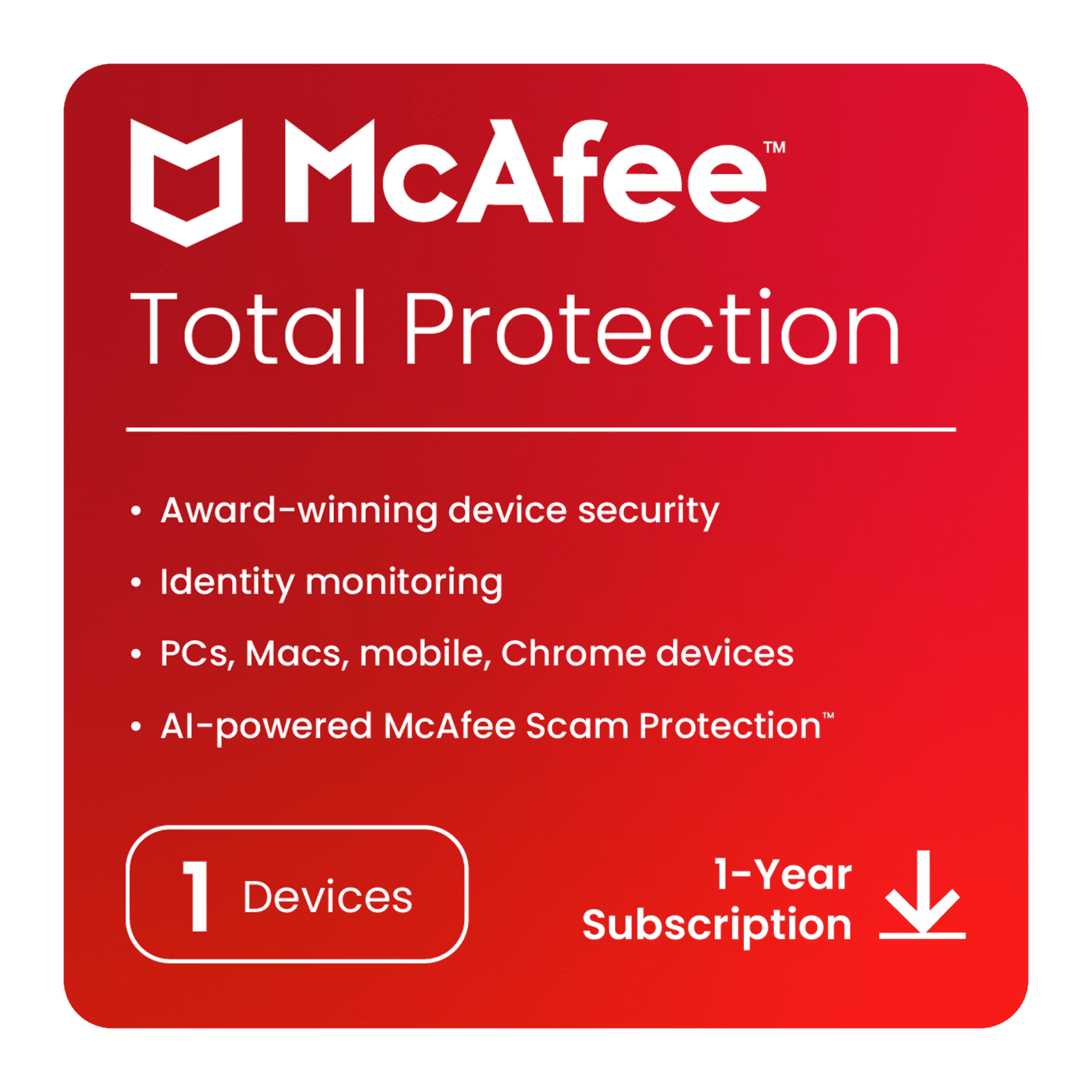 McAfee Total Protection Security Antivirus (1 Device, 1 Year, MTP1U1Y) McAfee Total Protection Security Antivirus (1 Device, 1 Year, MTP1U1Y)_1