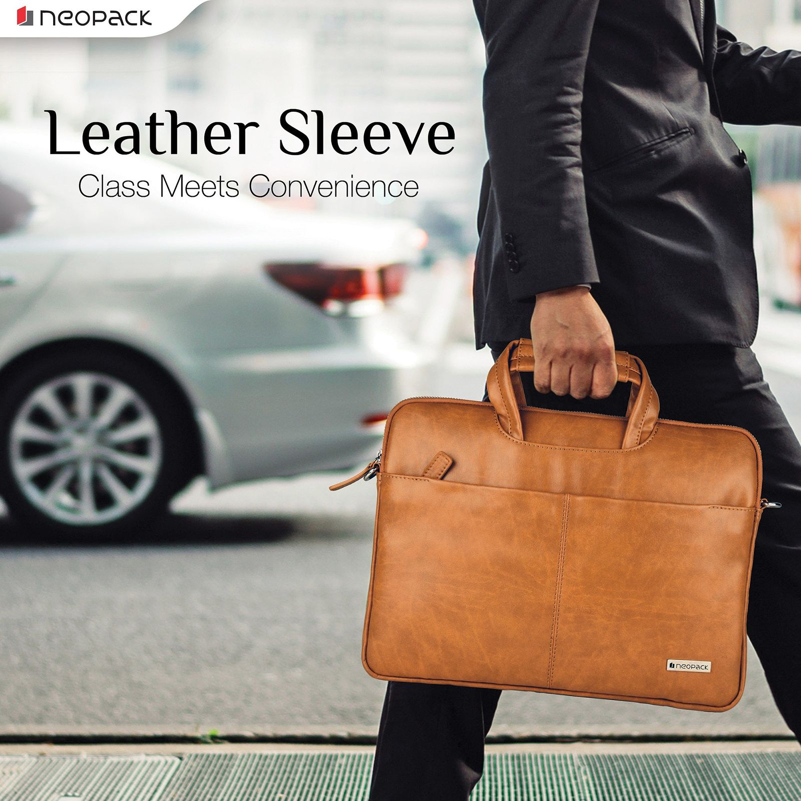 neopack 9TN13 Leather Sleeve for 13.3 Inch Laptop (2 Pockets, Tan) neopack 9TN13 Leather Sleeve for 13.3 Inch Laptop (2 Pockets, Tan)_8