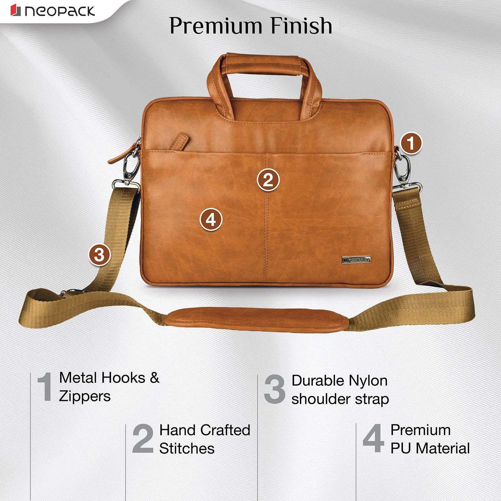 neopack 9TN13 Leather Sleeve for 13.3 Inch Laptop (2 Pockets, Tan) neopack 9TN13 Leather Sleeve for 13.3 Inch Laptop (2 Pockets, Tan)_10