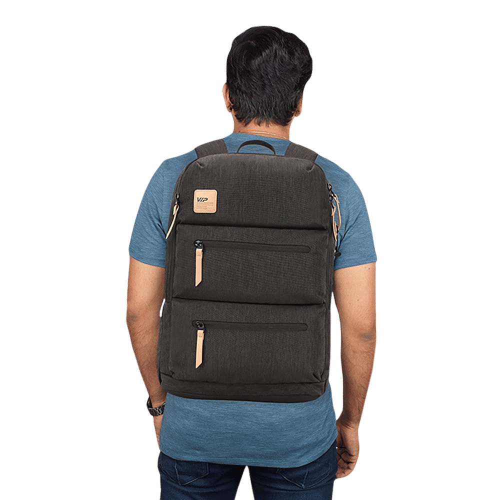 VIP Ride 01 19 Litres Polyester Casual Backpack (3 Front Pockets, BPRID01GRY, Grey)_10