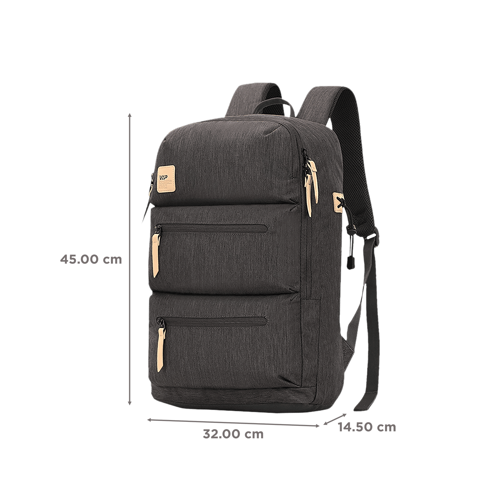 VIP Ride 01 19 Litres Polyester Casual Backpack (3 Front Pockets, BPRID01GRY, Grey)_3