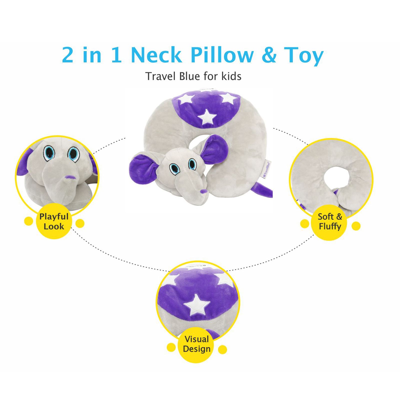 TRAVEL BLUE Flappy The Elephant Polyester Neck Pillow (Soft and Comfortable, Multicolor) TRAVEL BLUE Flappy The Elephant Polyester Neck Pillow (Soft and Comfortable, Multicolor)_7