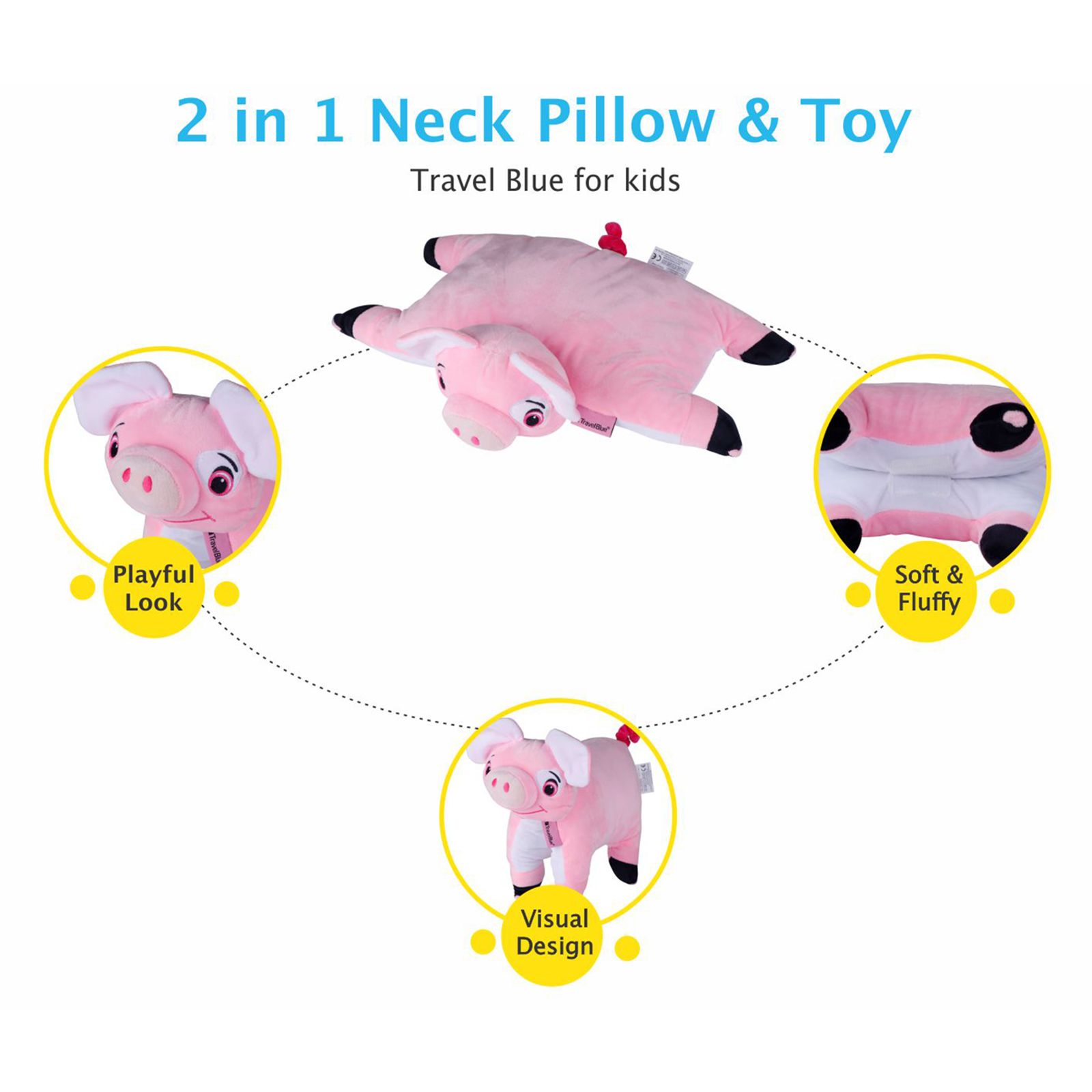 TRAVEL BLUE Pinky The Pig Polyester Neck Pillow (Soft and Comfortable, Multicolor) TRAVEL BLUE Pinky The Pig Polyester Neck Pillow (Soft and Comfortable, Multicolor)_7