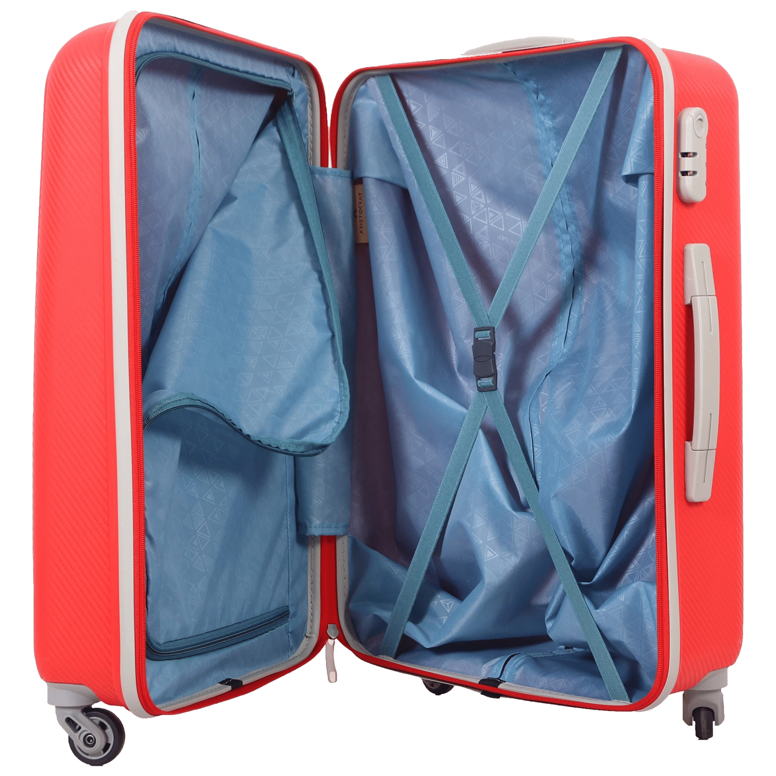 ARISTOCRAT Nitron 55 Litres Polycarbonate Trolley Bag (Number Lock Mechanism, NITRON55FIR, Red)_4