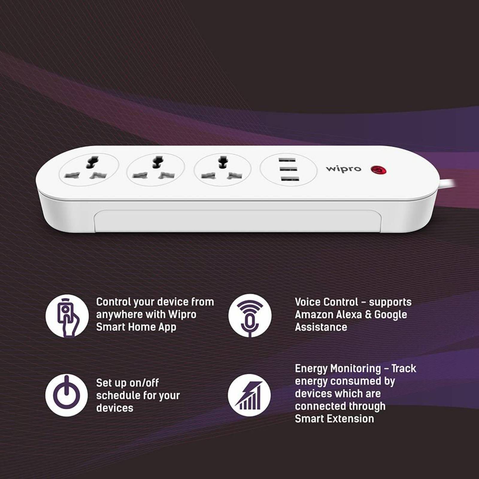 wipro DSE3150 3 Sockets Smart Extension Board (Qualcomm Quick Charge 3.0, DSE3150, White)_5