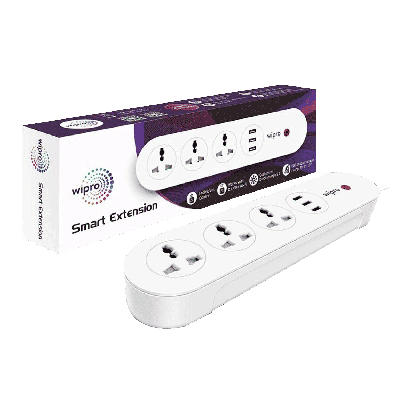 wipro DSE3150 3 Sockets Smart Extension Board (Qualcomm Quick Charge 3.0, DSE3150, White)_3