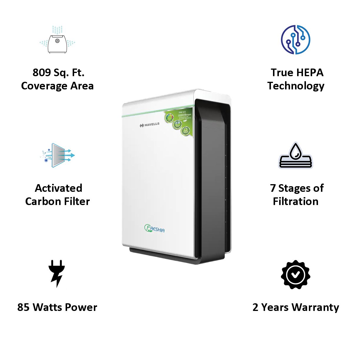 HAVELLS Freshia AP-46 HEPA + Activated Carbon Filter Air Purifier (White)_4